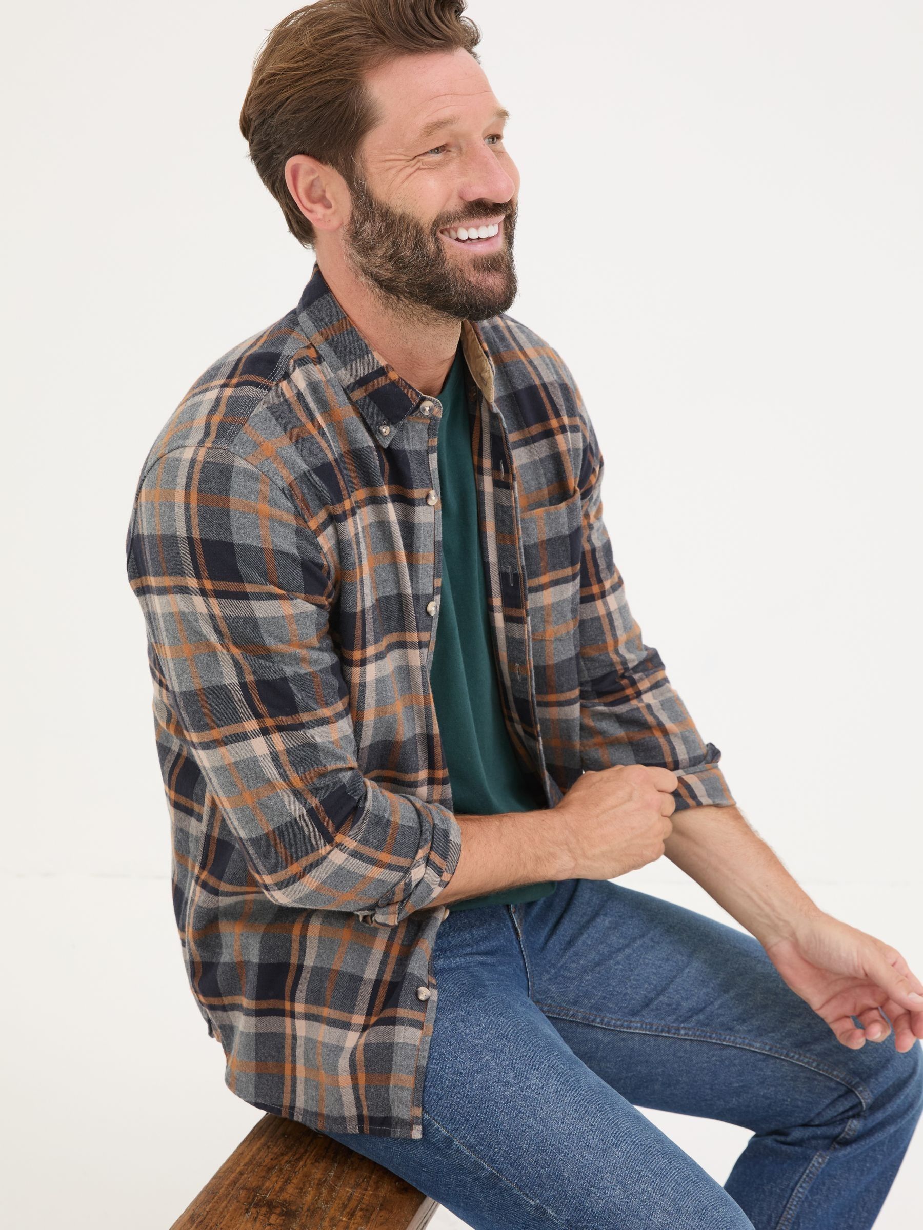 Grey Long Sleeve Selby Check 100% Cotton Shirt - Image 3 of 5
