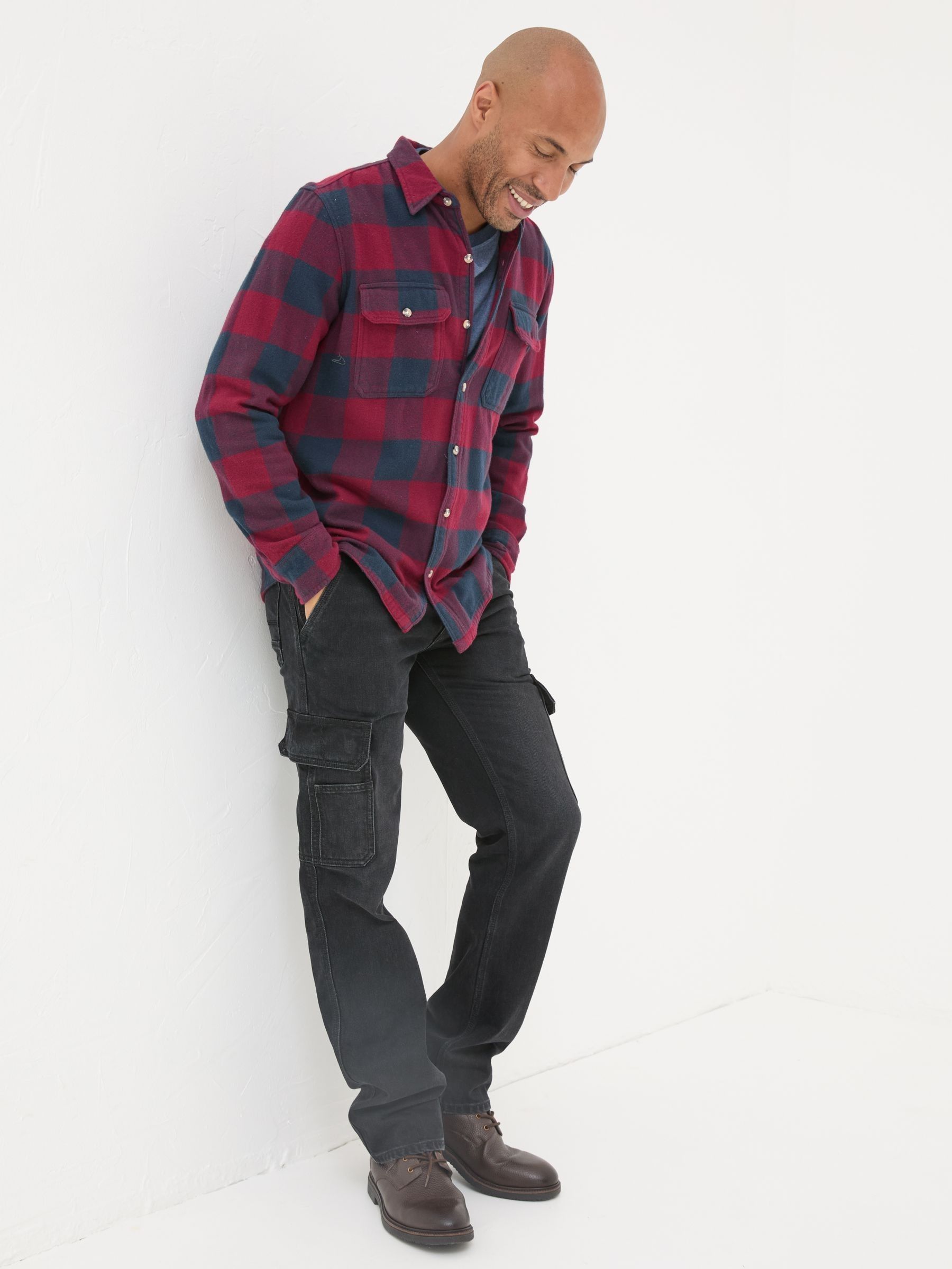 Dark Red Long Sleeve Big Buffalo 100% Cotton Shirt - Image 3 of 3
