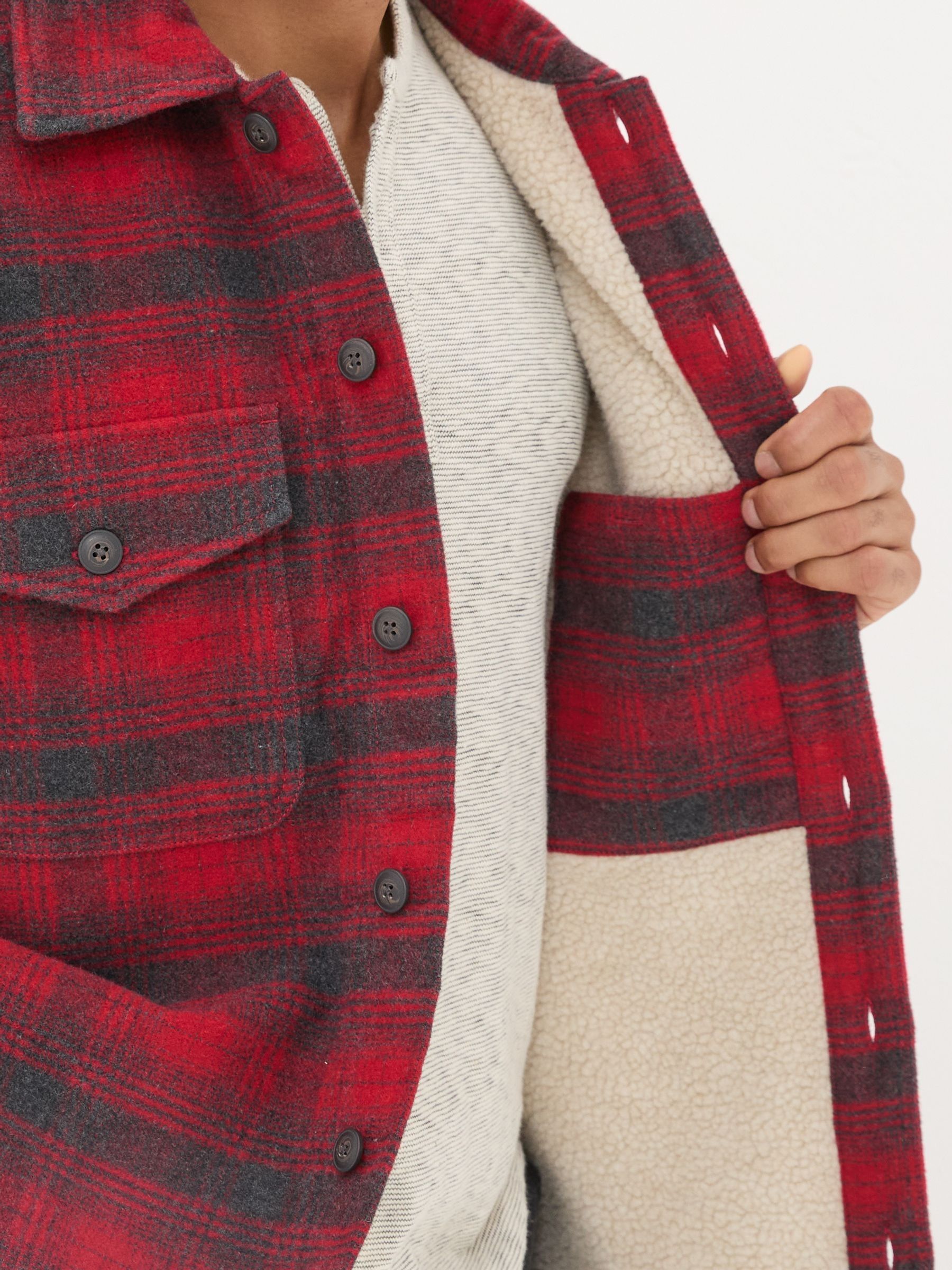 Dark Red Fjord Check Overshirt - Image 4 of 6