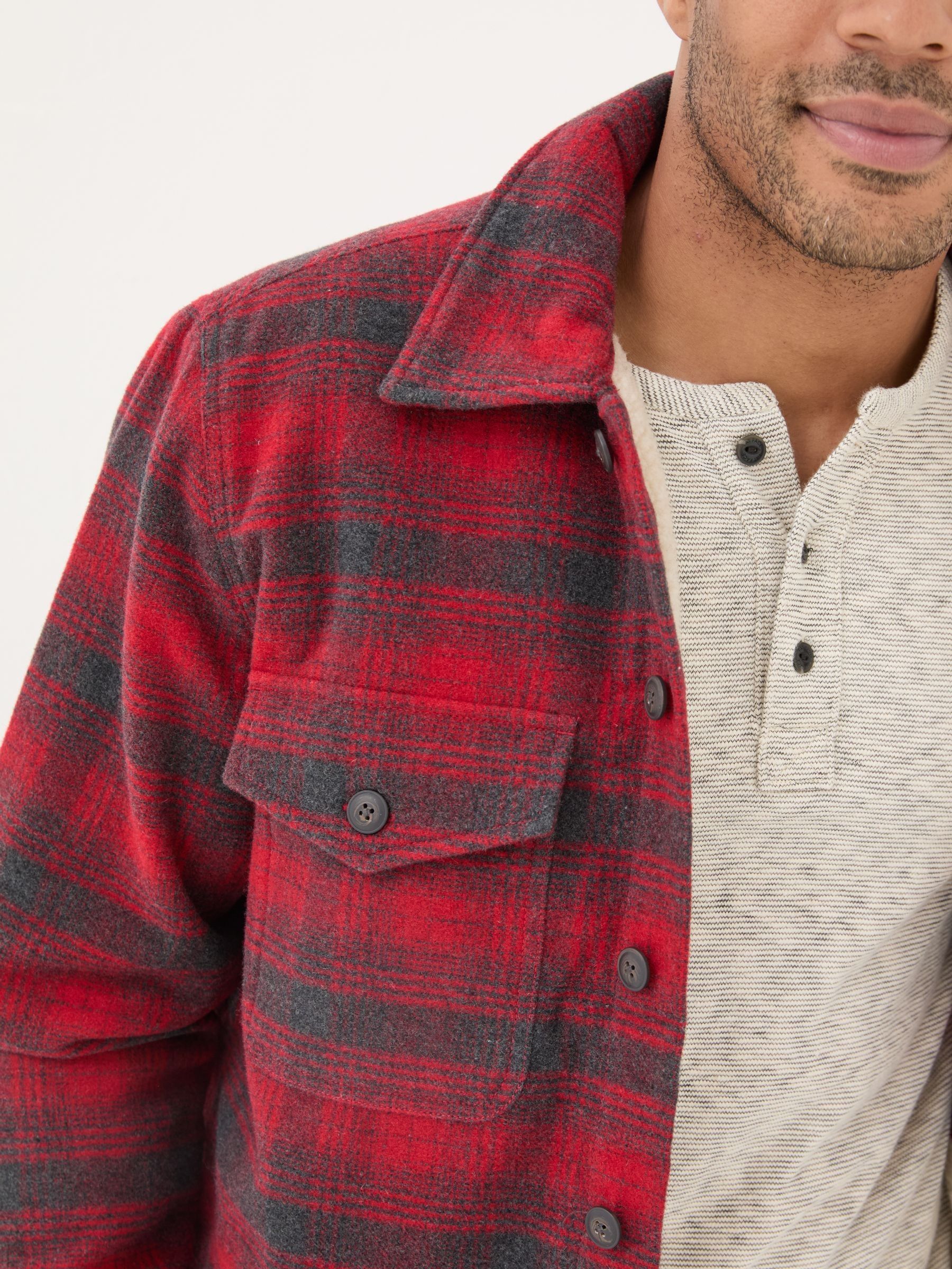 Dark Red Fjord Check Overshirt - Image 5 of 6
