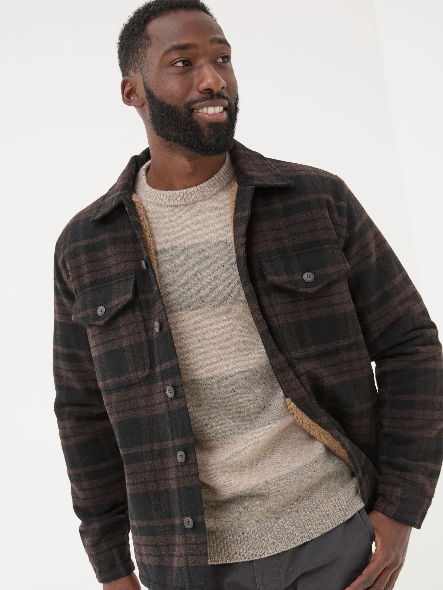 Dark Brown Fjord Check Overshirt - Image 1 of 7