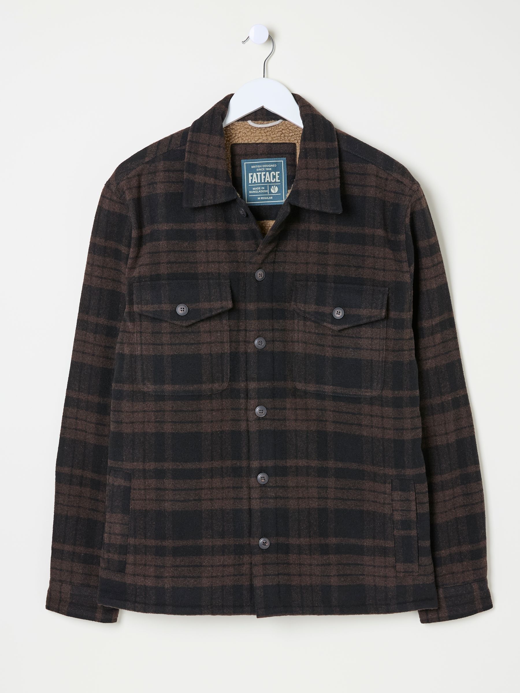 Blue Checkered Over Shirt Dark Brown Fjord Check Overshirt FatFace
