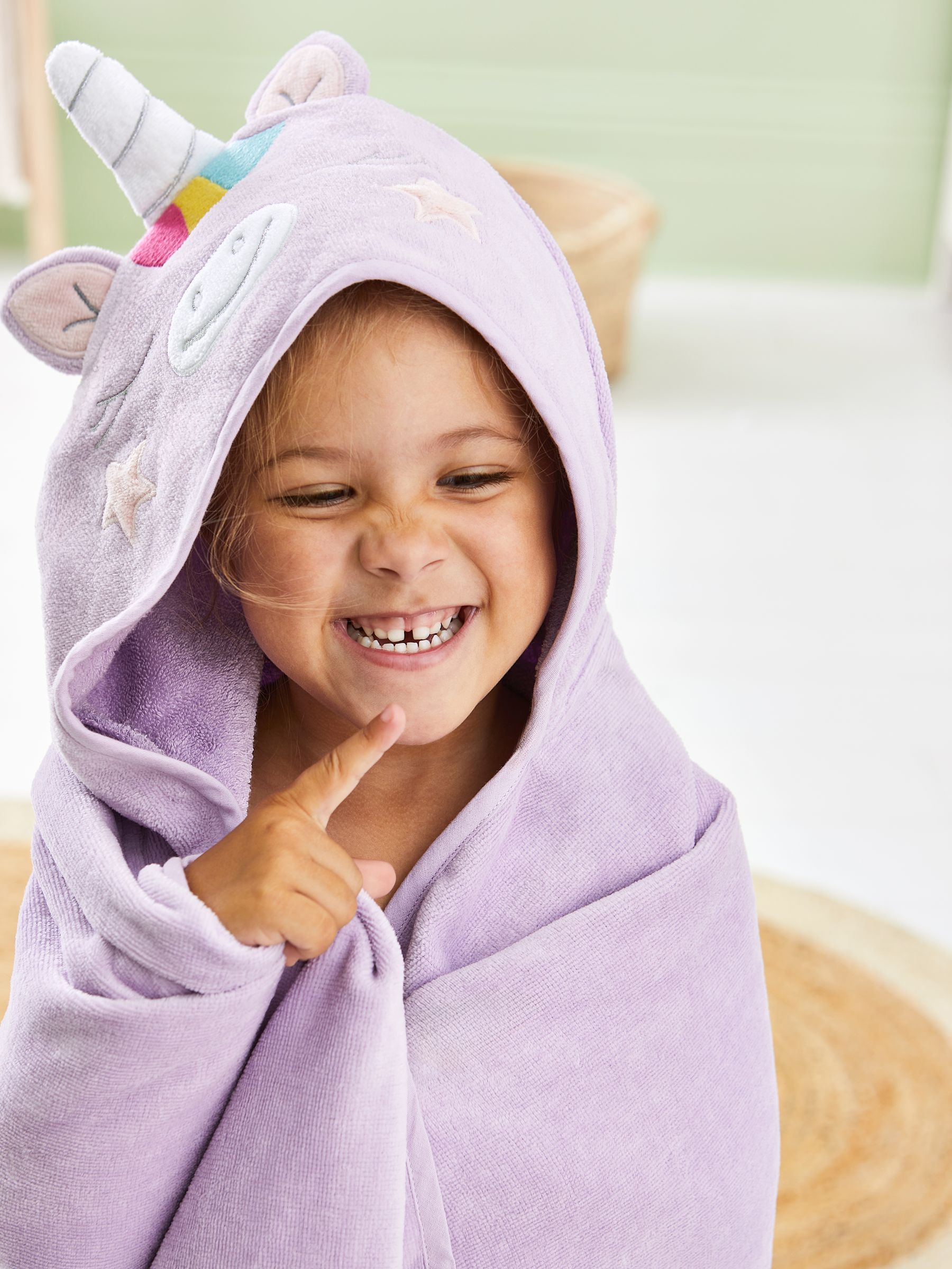 Lilac Unicorn Large Hooded Towel | JoJo Maman Bébé USA