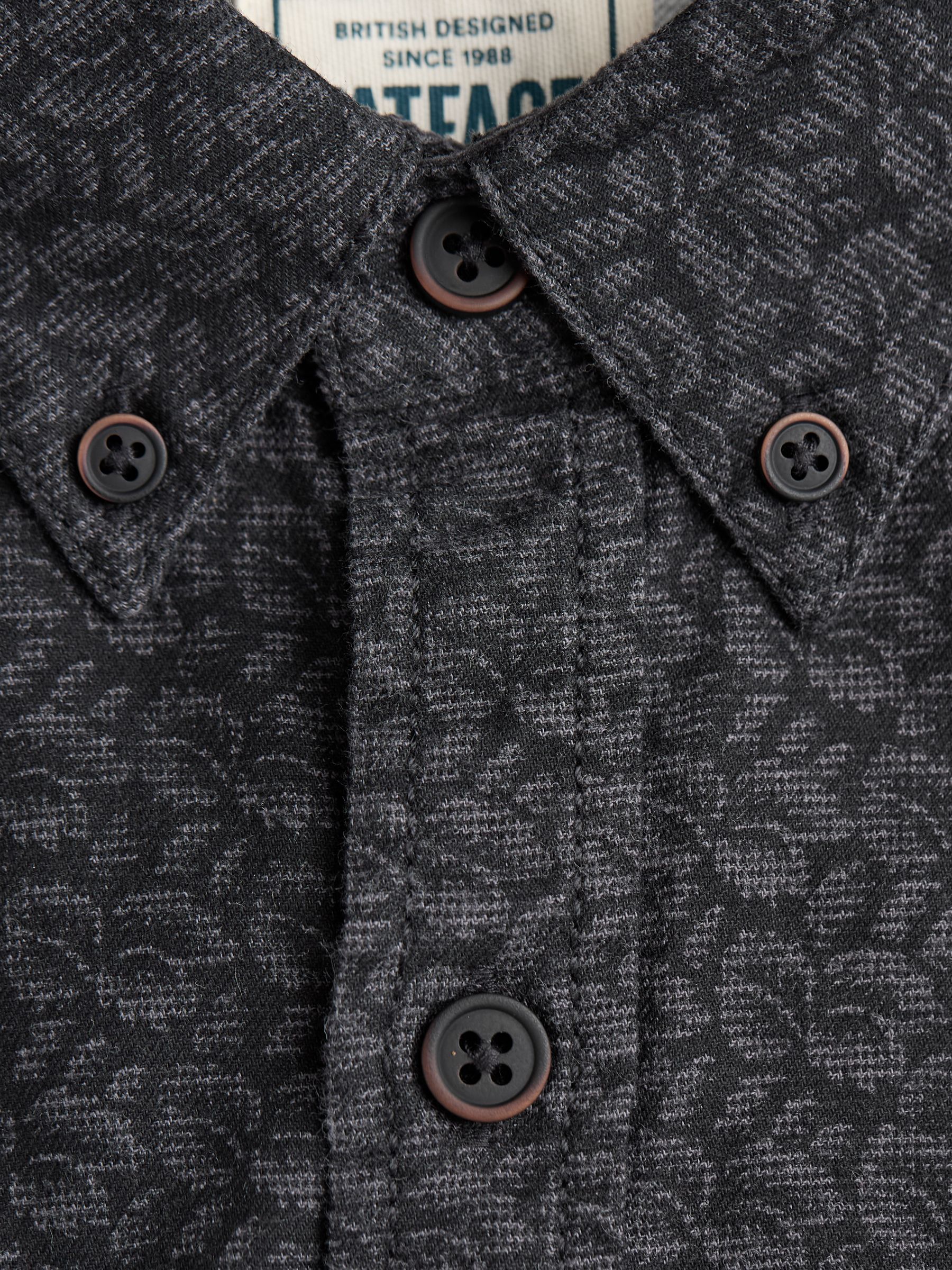 Dark Grey Long Sleeve Leaf Print 100% Cotton Shirt - Image 7 of 7