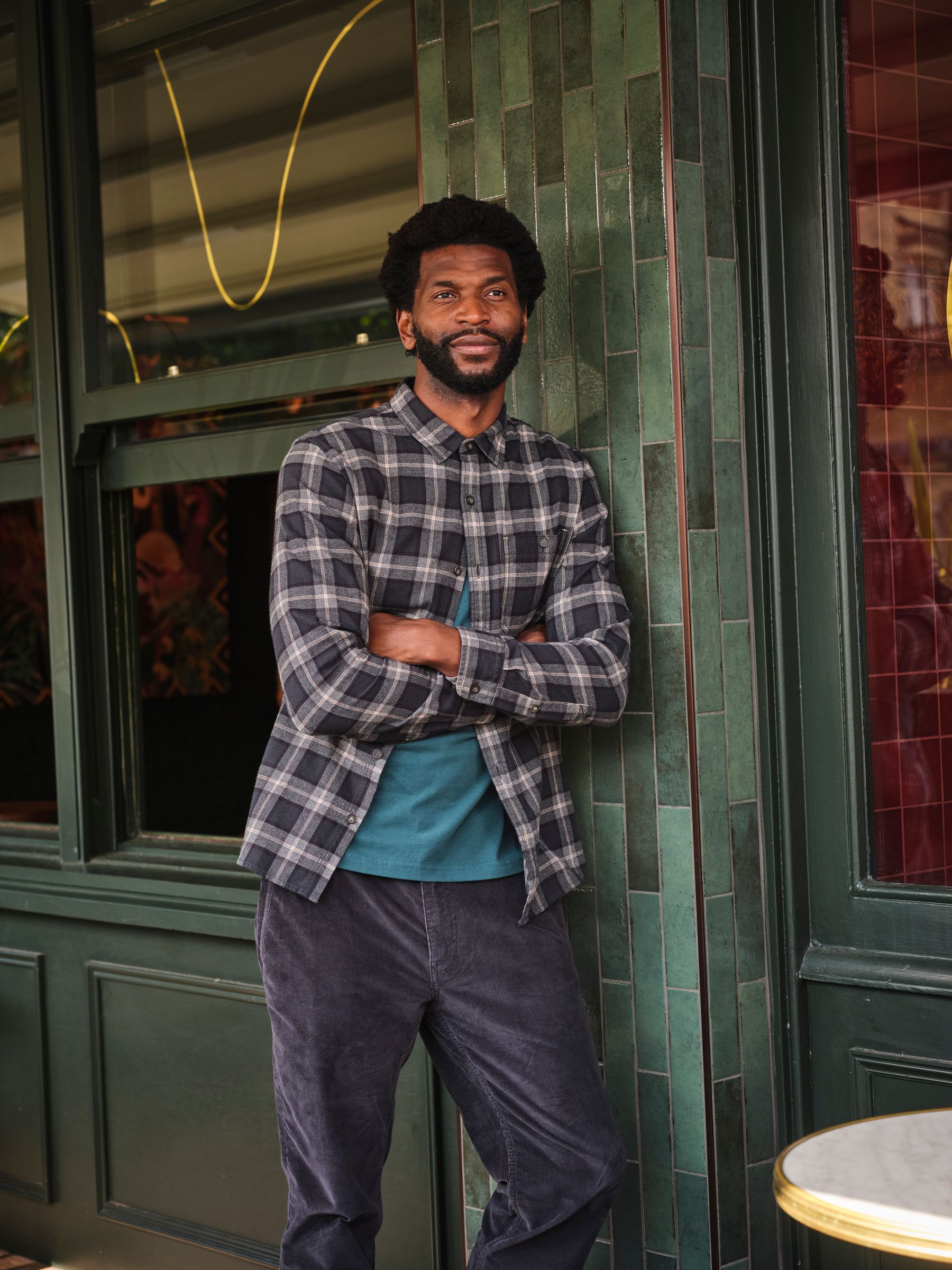 Dark Teal Long Sleeve Brent Check 100% Cotton Shirt - Image 1 of 7