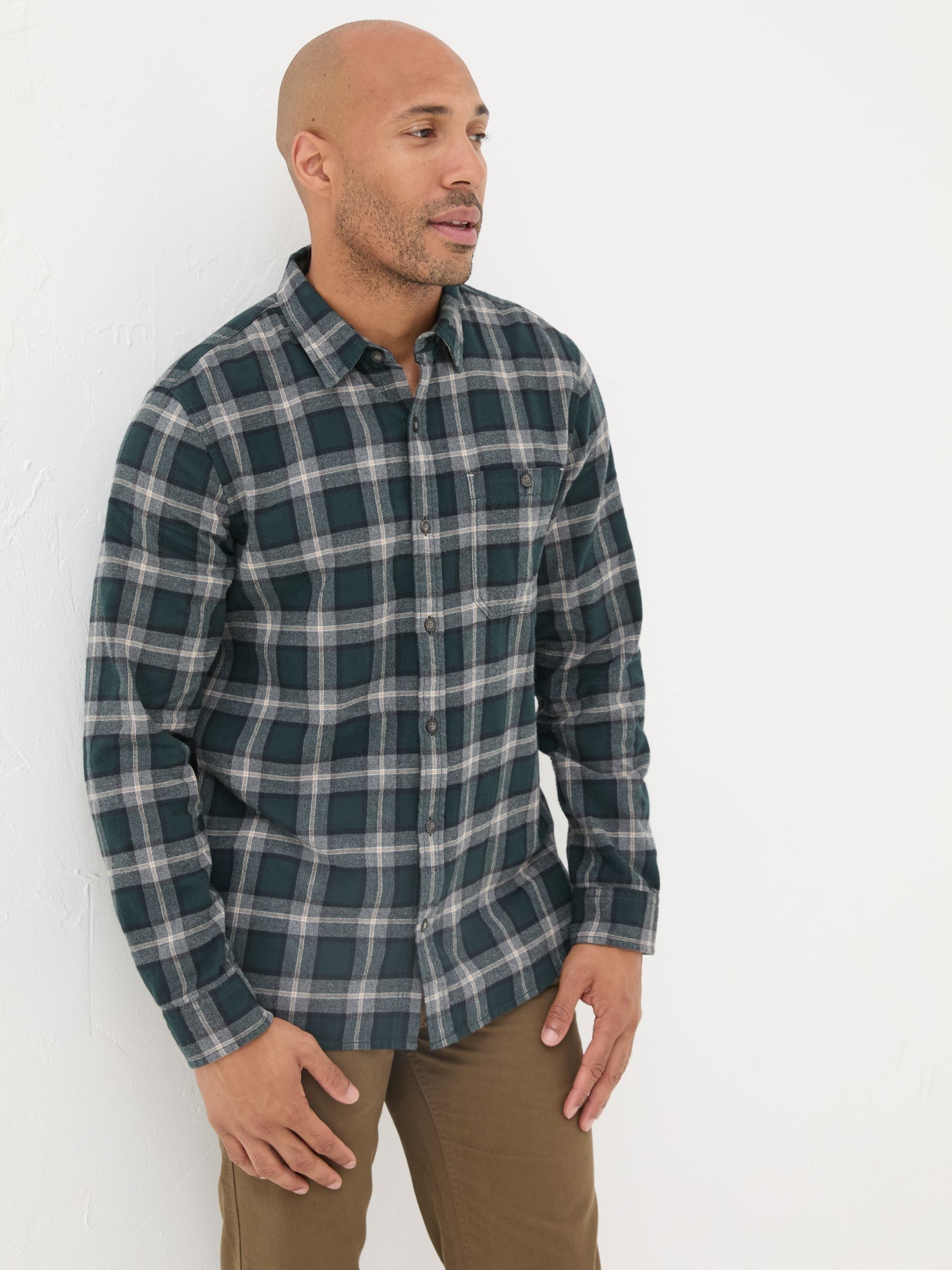 Dark Teal Long Sleeve Brent Check 100% Cotton Shirt - Image 2 of 7
