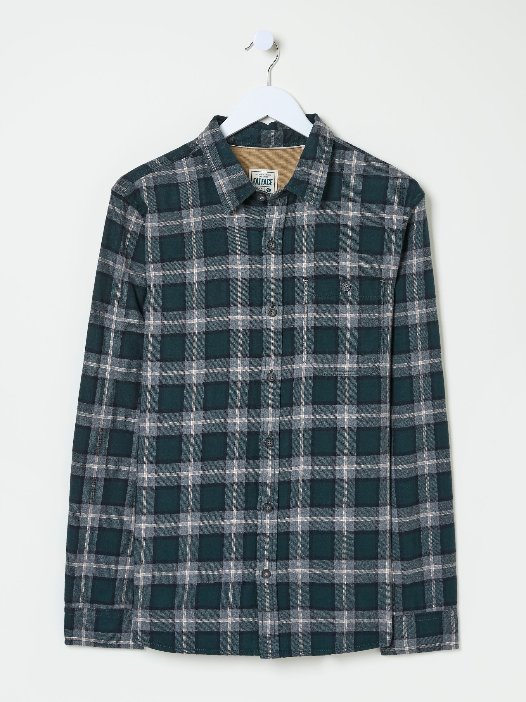 Dark Teal Long Sleeve Brent Check 100% Cotton Shirt - Image 6 of 7