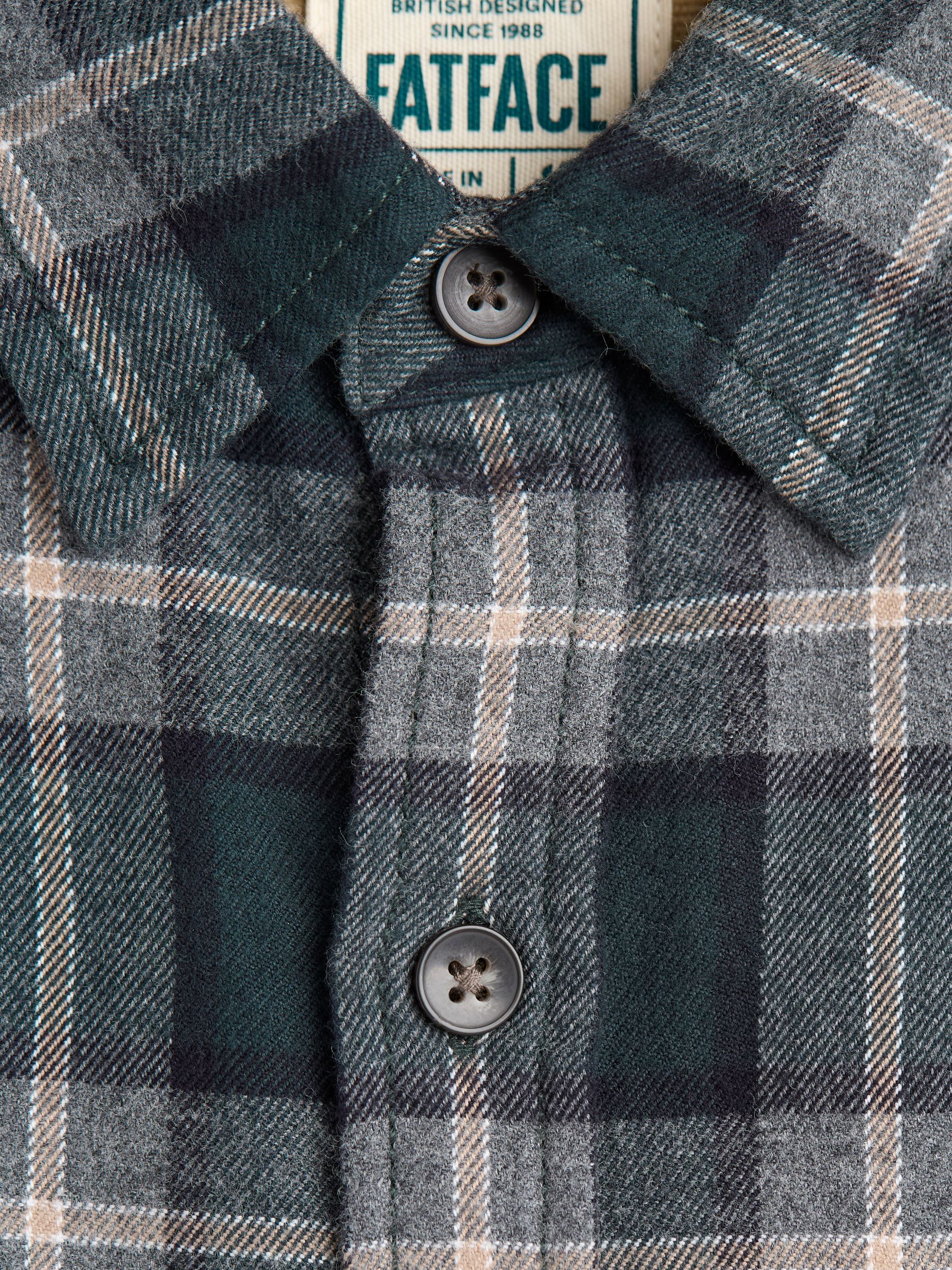 Dark Teal Long Sleeve Brent Check 100% Cotton Shirt - Image 7 of 7