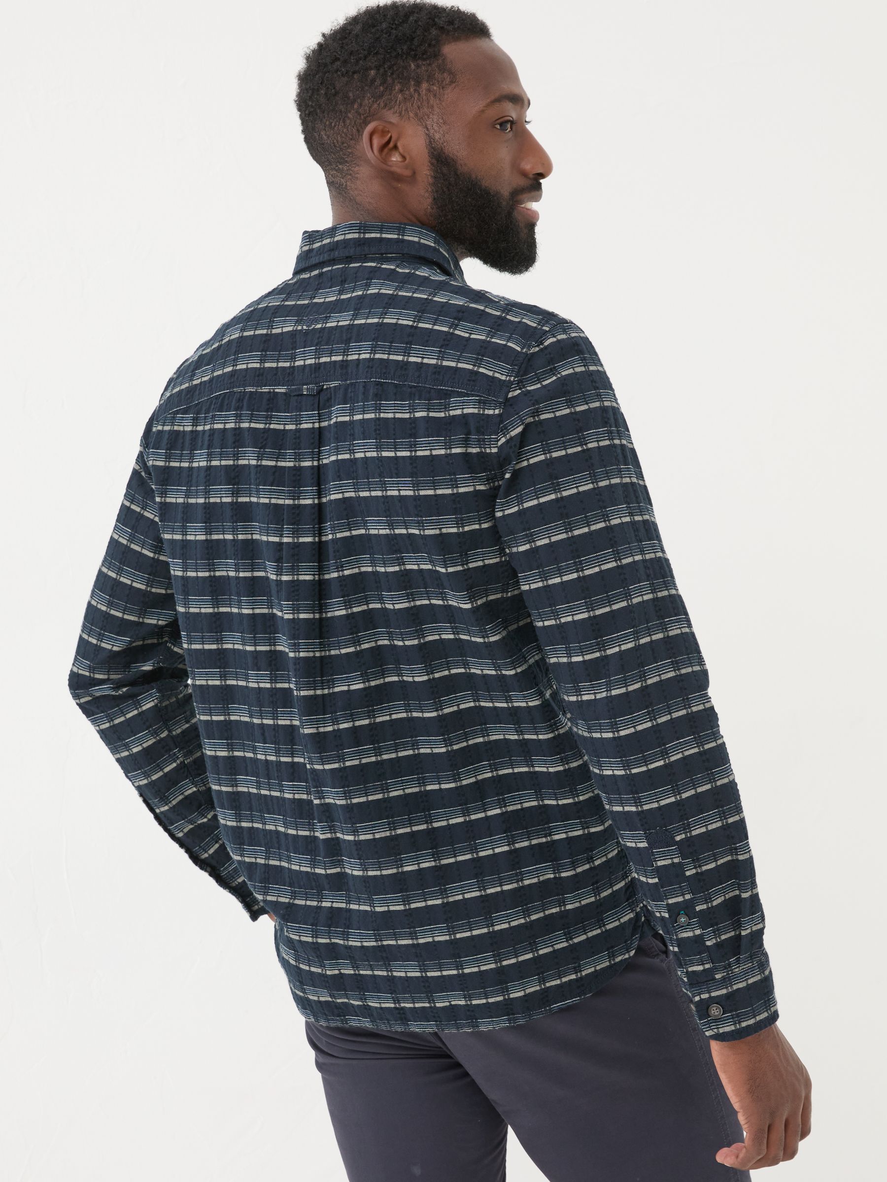 Navy Long Sleeve Reiff 100% Cotton Shirt - Image 3 of 7