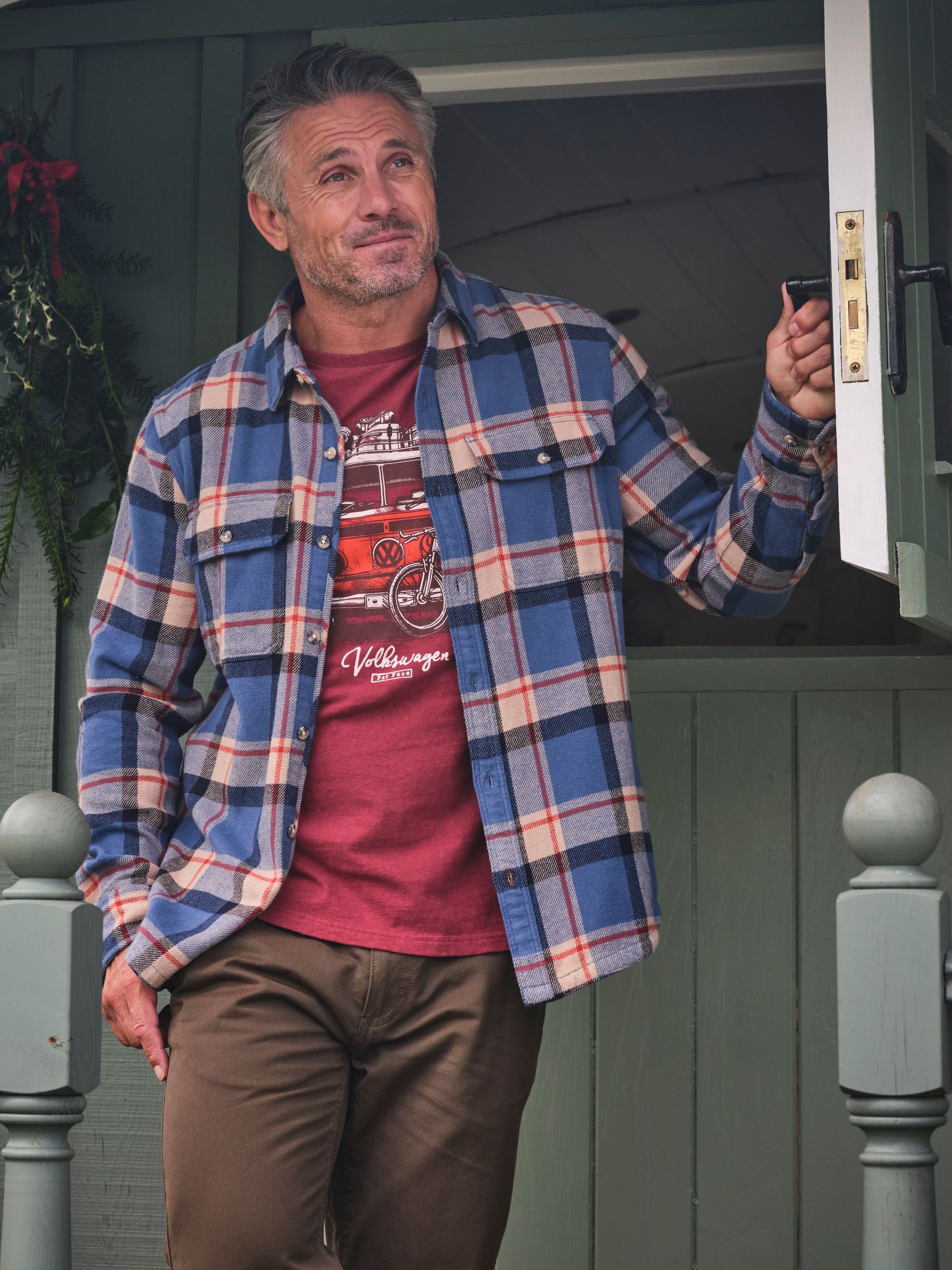 Blue Long Sleeve Borne Check 100% Cotton Shirt - Image 1 of 6