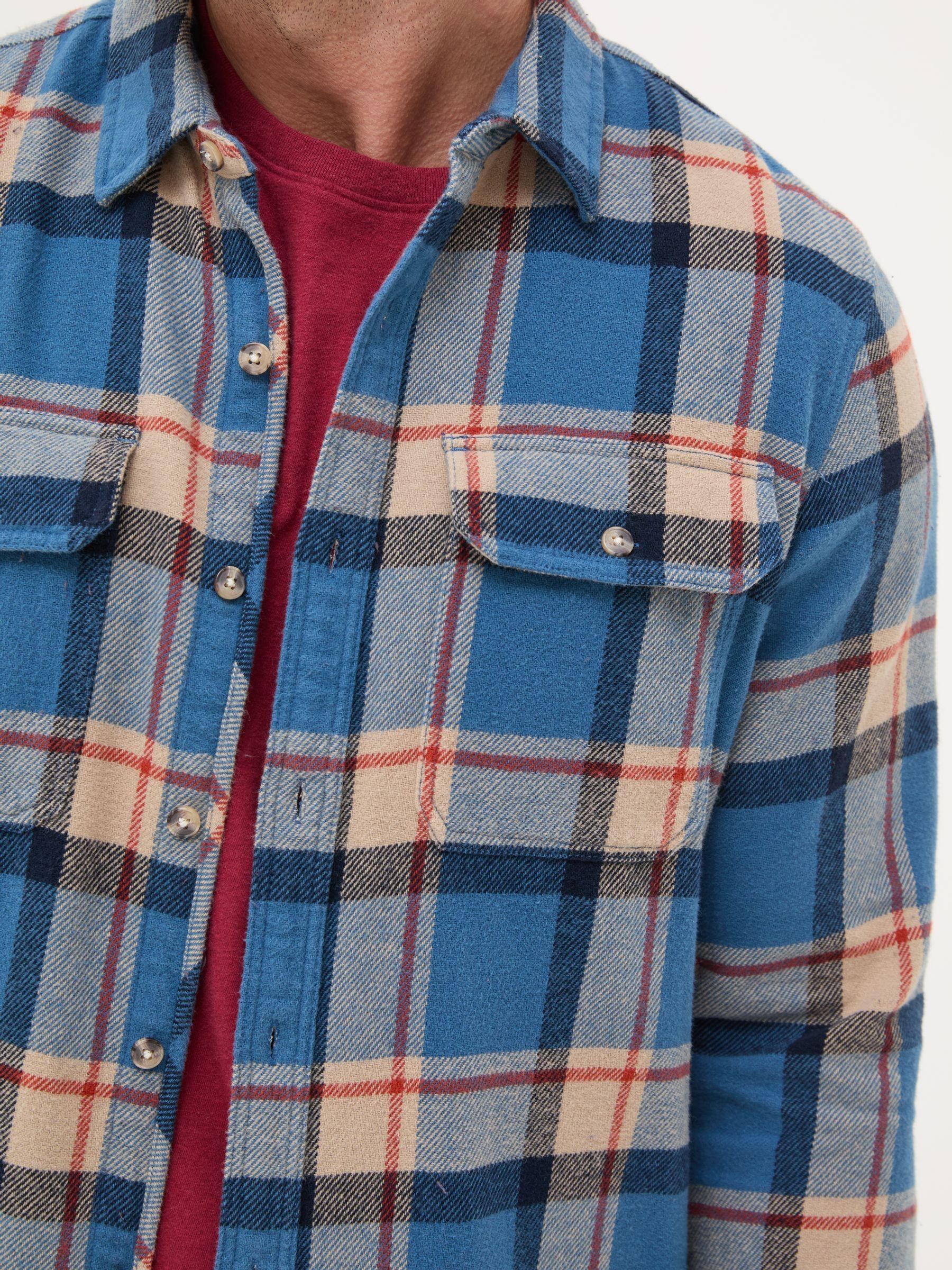 Blue Long Sleeve Borne Check 100% Cotton Shirt - Image 5 of 6