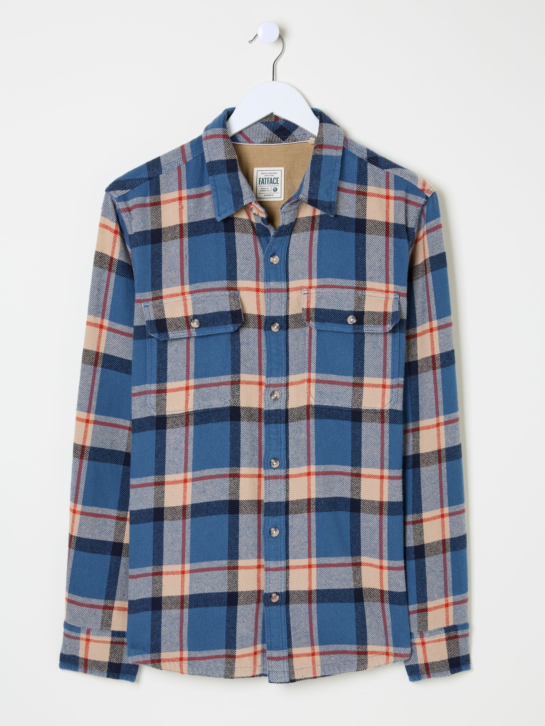 Blue Long Sleeve Borne Check 100% Cotton Shirt - Image 6 of 6