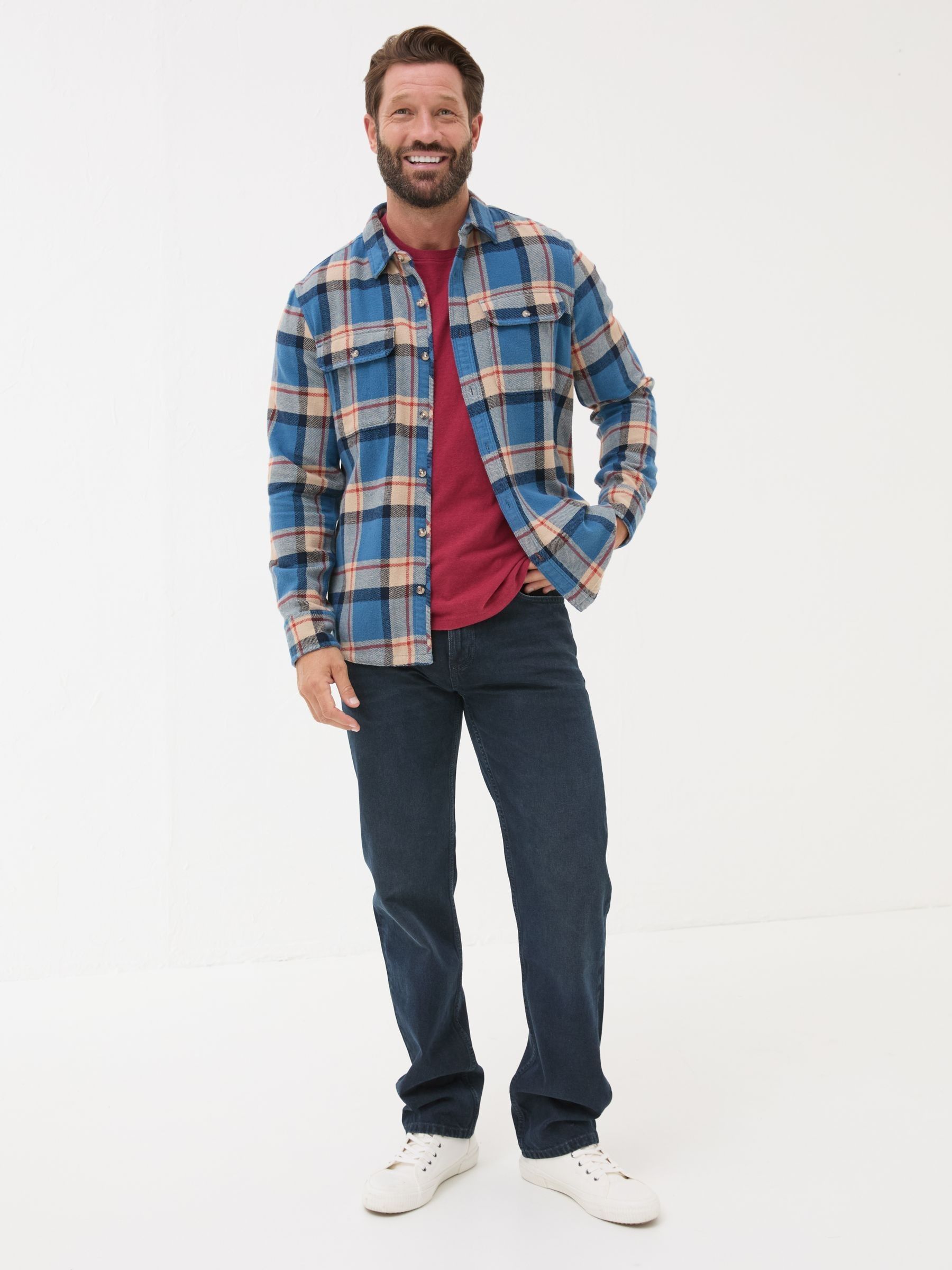 Blue Long Sleeve Borne Check 100% Cotton Shirt - Image 7 of 7