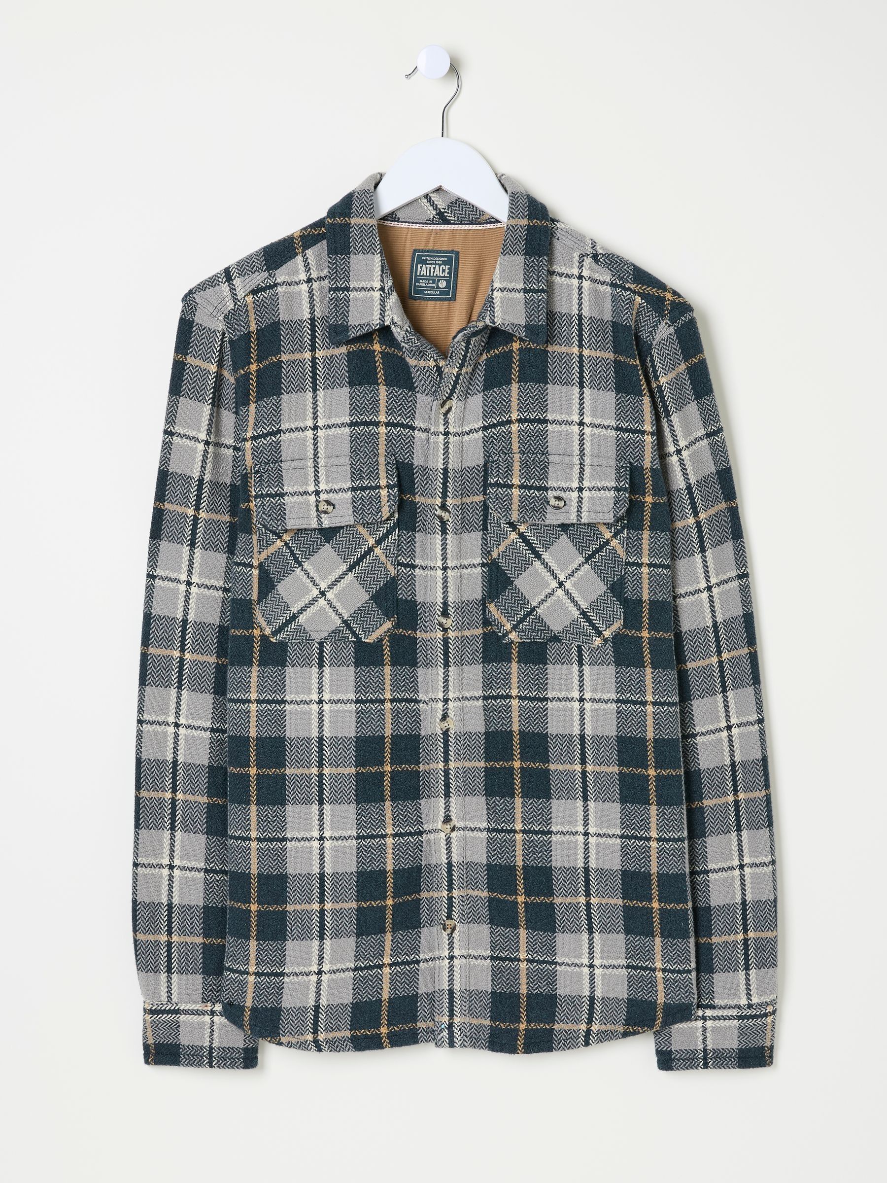 Grey Long Sleeve Herringbone Rafety Check 100% Cotton Shirt - Image 6 of 6