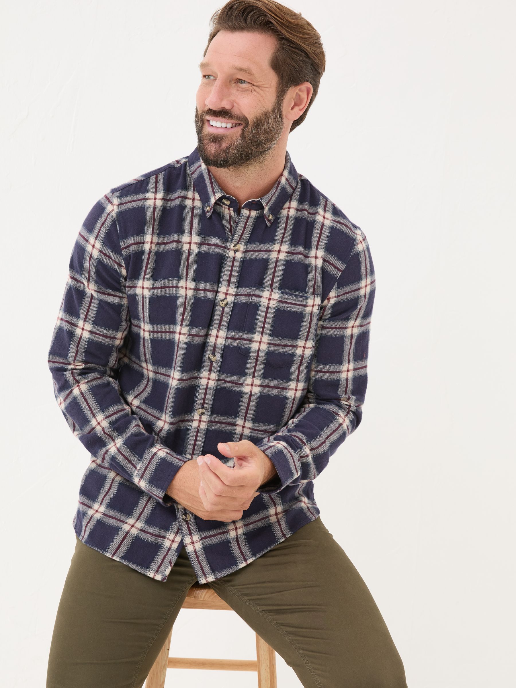 Purple Long Sleeve Ombre Check 100% Cotton Shirt - Image 4 of 6