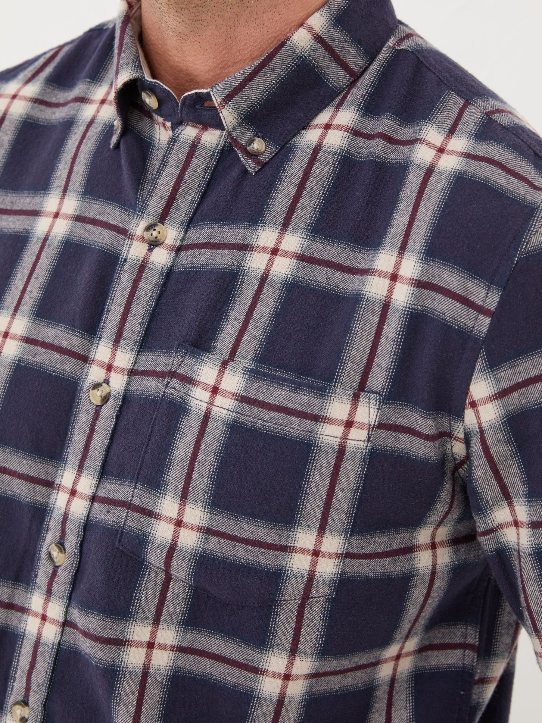 Purple Long Sleeve Ombre Check 100% Cotton Shirt - Image 5 of 6