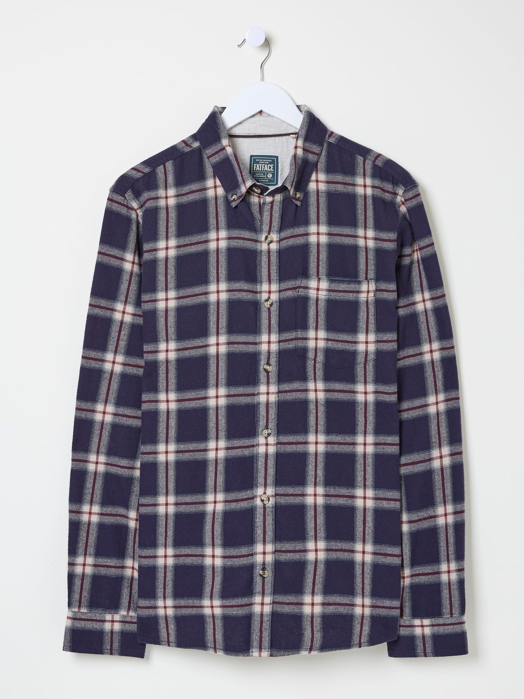 Purple Long Sleeve Ombre Check 100% Cotton Shirt - Image 6 of 6