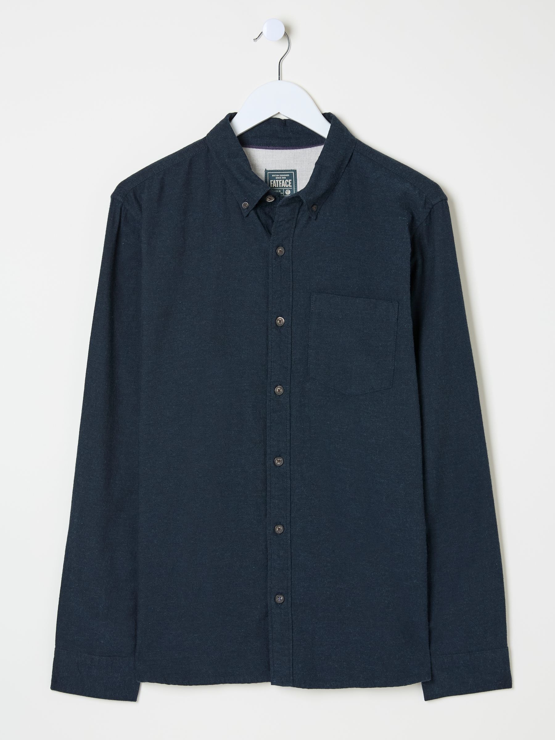 Blue Navy Long Sleeve Oxlow Plain 100% Cotton Shirt - Image 5 of 5