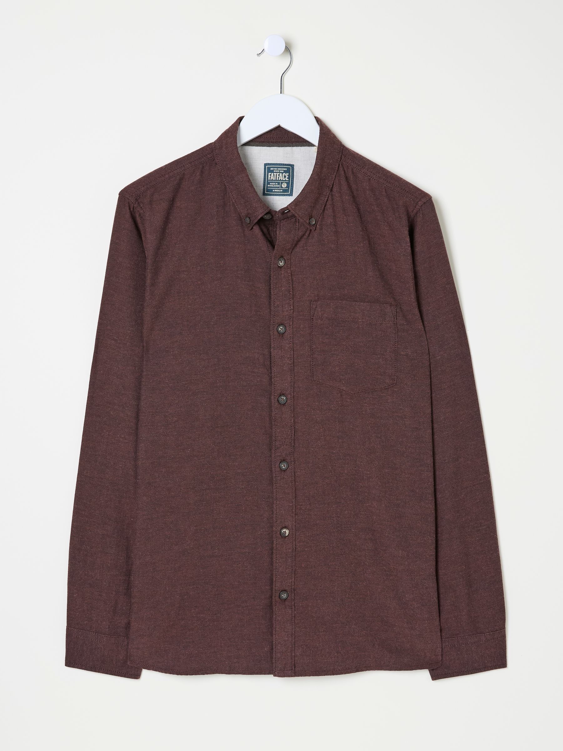 Burgundy Red Long Sleeve Oxlow Plain 100% Cotton Shirt - Image 5 of 6