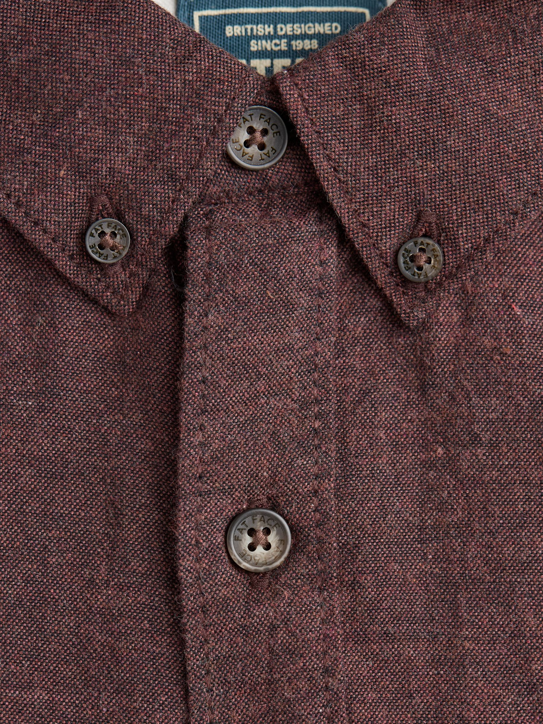 Burgundy Red Long Sleeve Oxlow Plain 100% Cotton Shirt - Image 6 of 6
