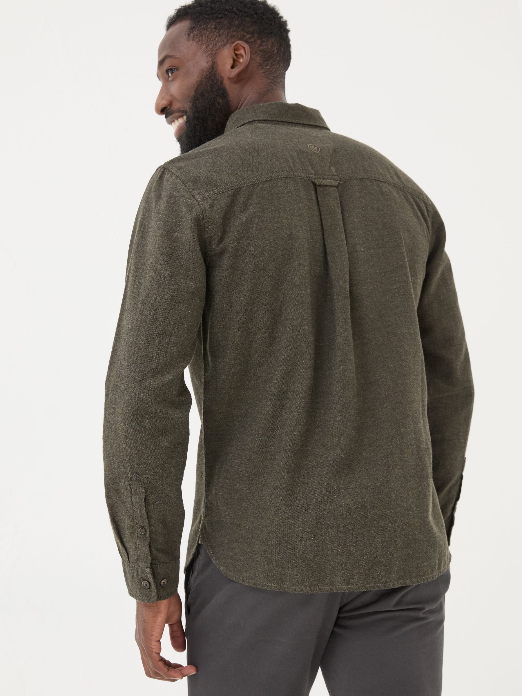 Green Long Sleeve Oxlow Plain 100% Cotton Shirt - Image 2 of 5