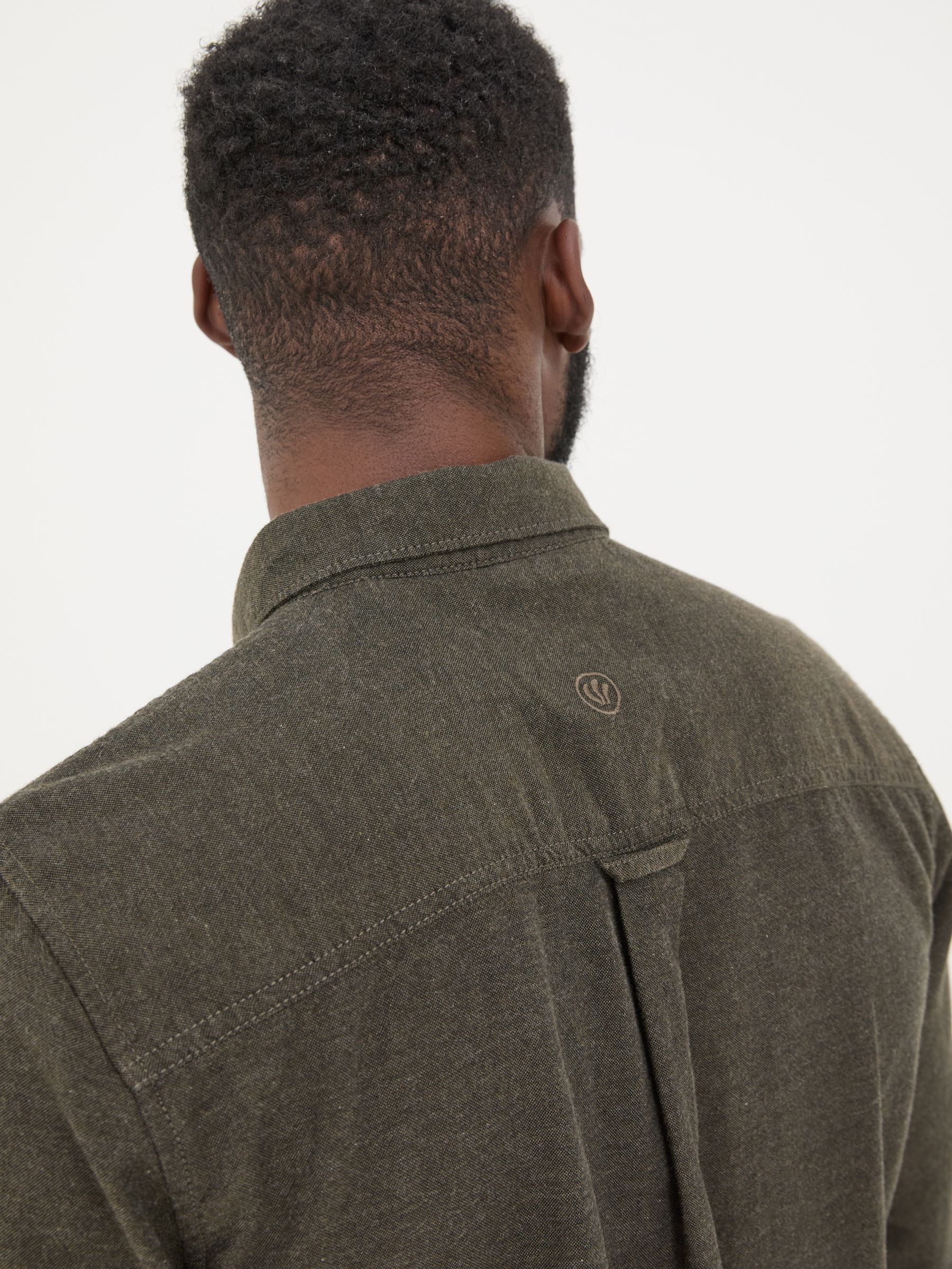 Green Long Sleeve Oxlow Plain 100% Cotton Shirt - Image 3 of 5
