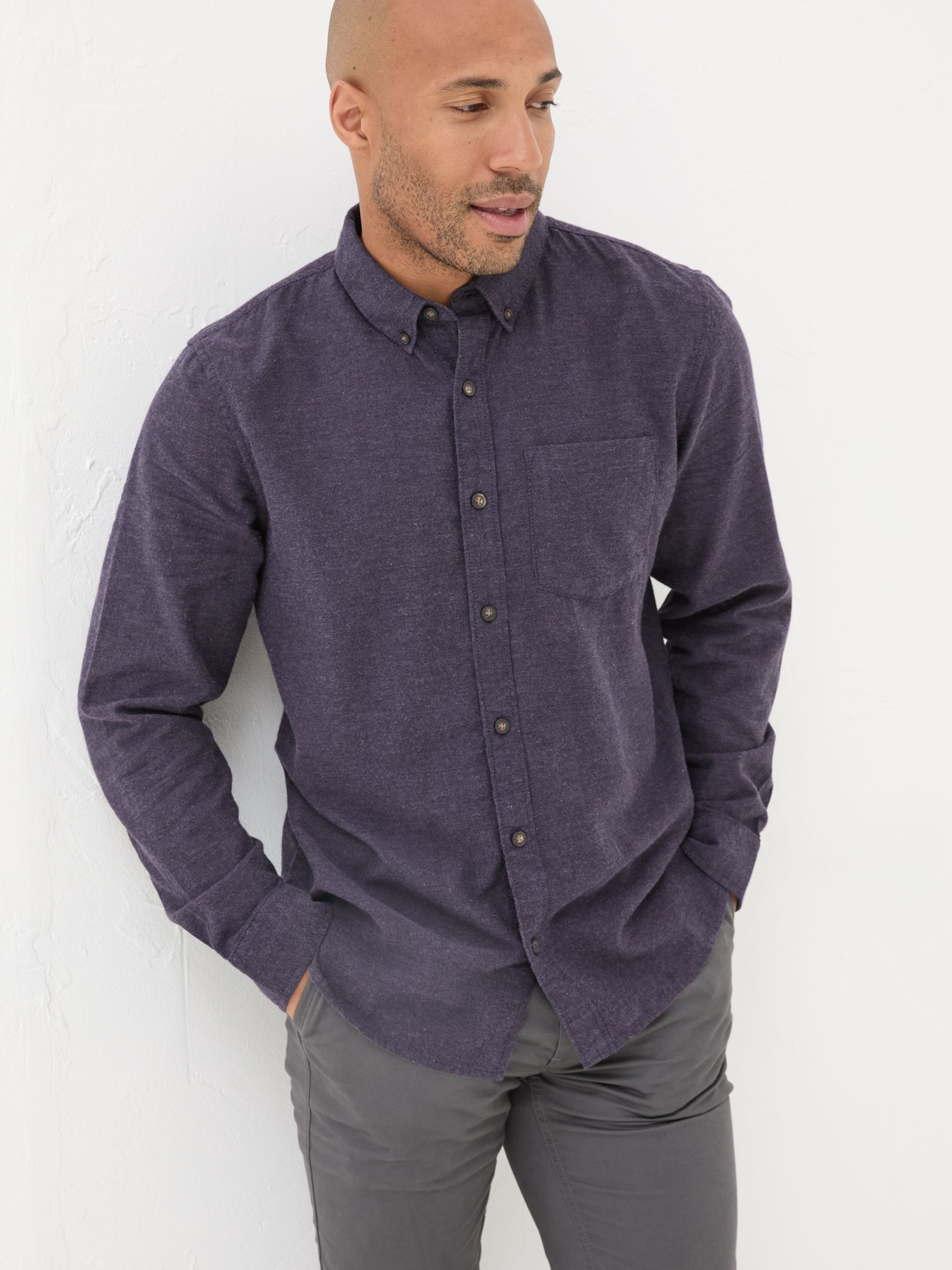 Purple Long Sleeve Oxlow Plain 100% Cotton Shirt - Image 1 of 6