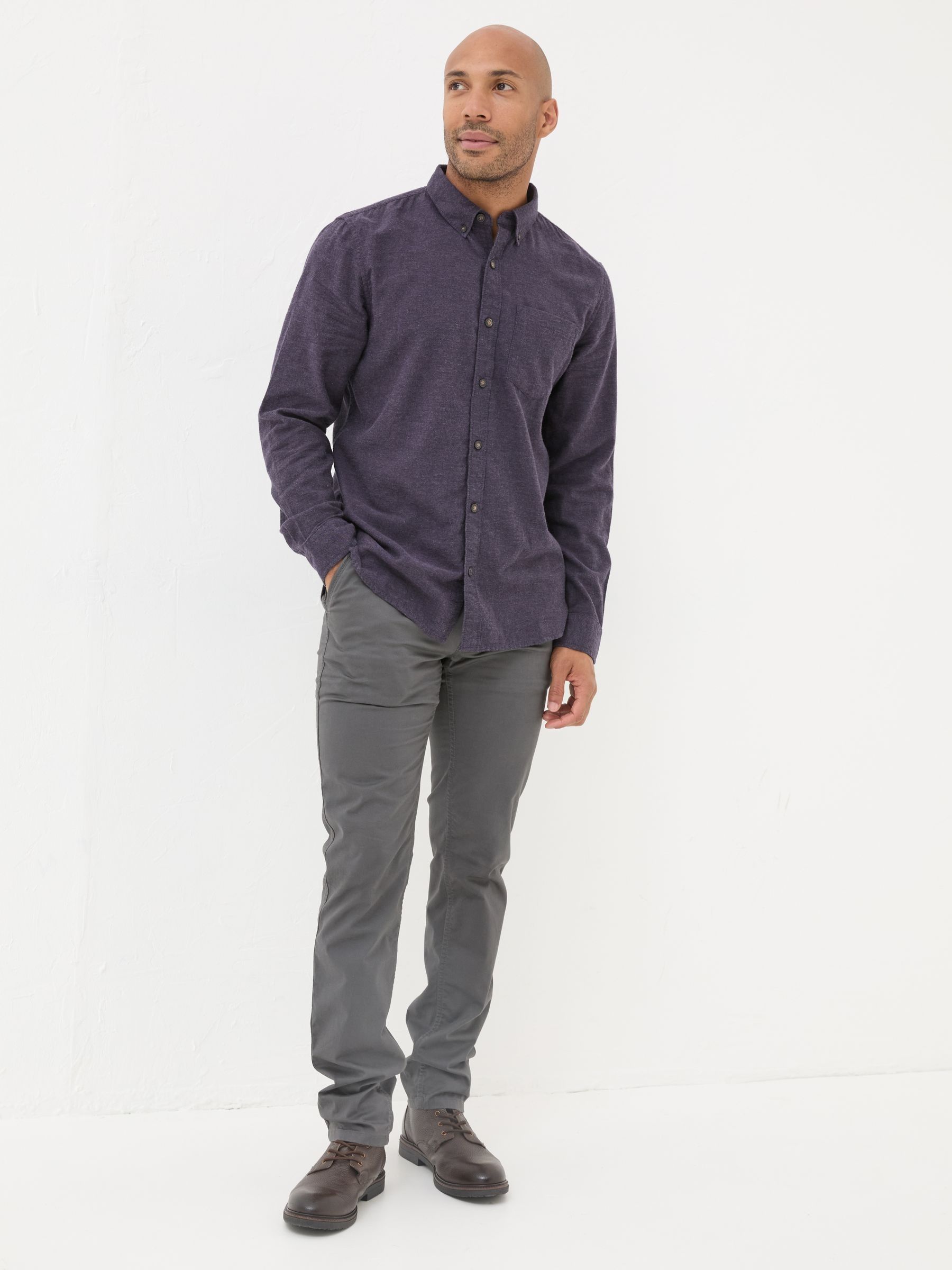 Purple Long Sleeve Oxlow Plain 100% Cotton Shirt - Image 3 of 6