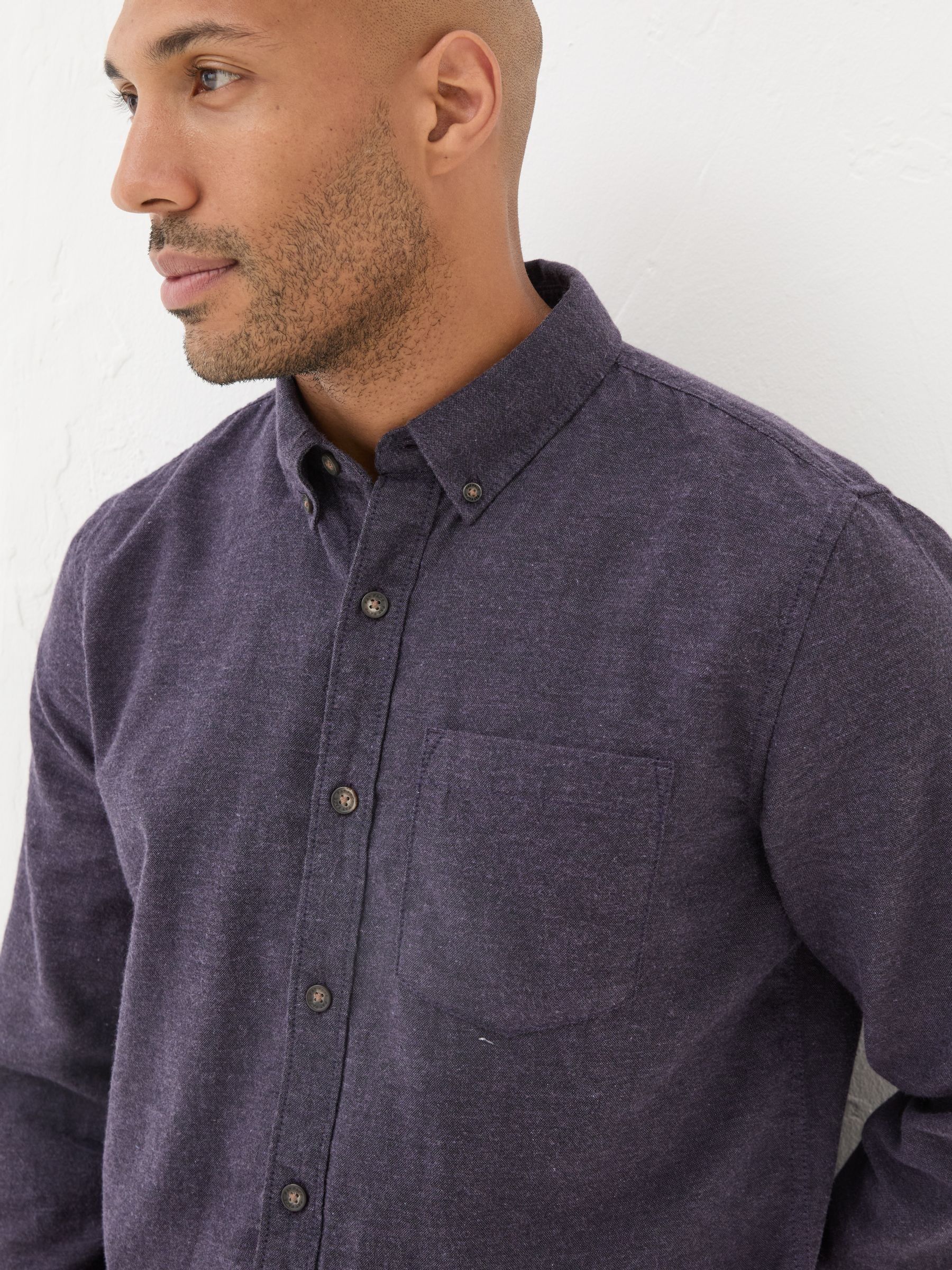 Purple Long Sleeve Oxlow Plain 100% Cotton Shirt - Image 5 of 6