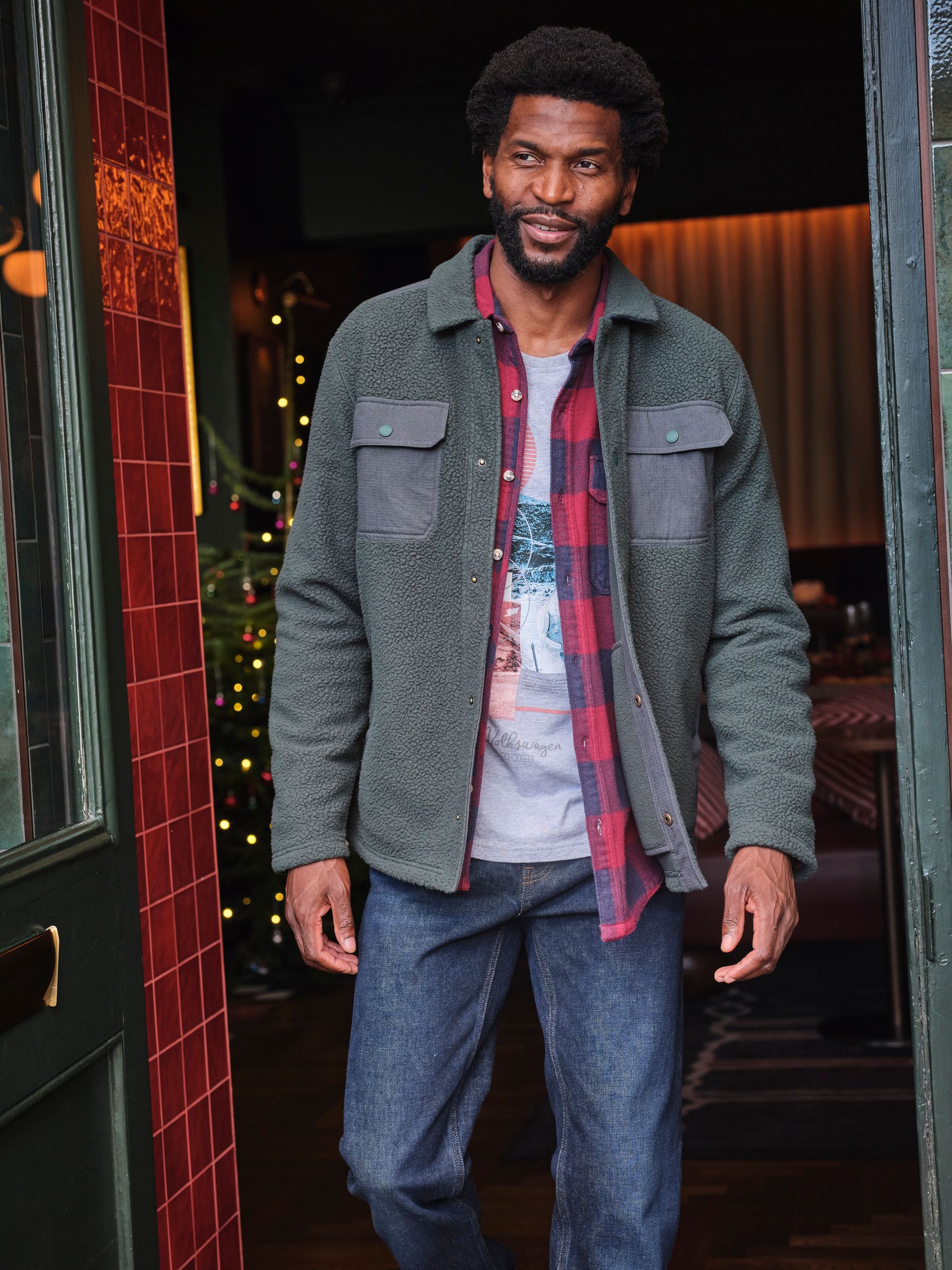 Dark Green Fleece Overshirt - Image 1 of 7