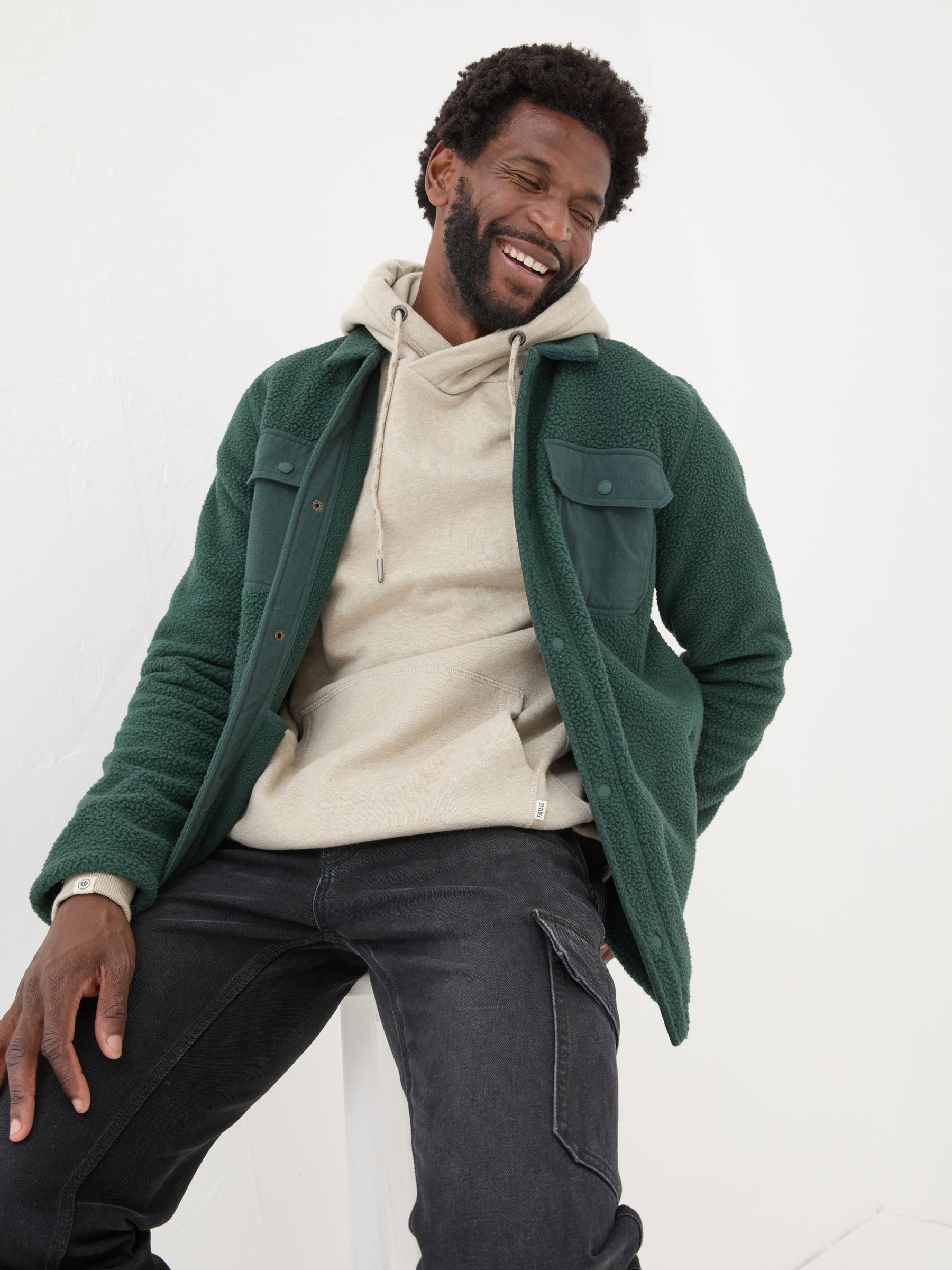 Dark Green Fleece Overshirt - Image 4 of 7