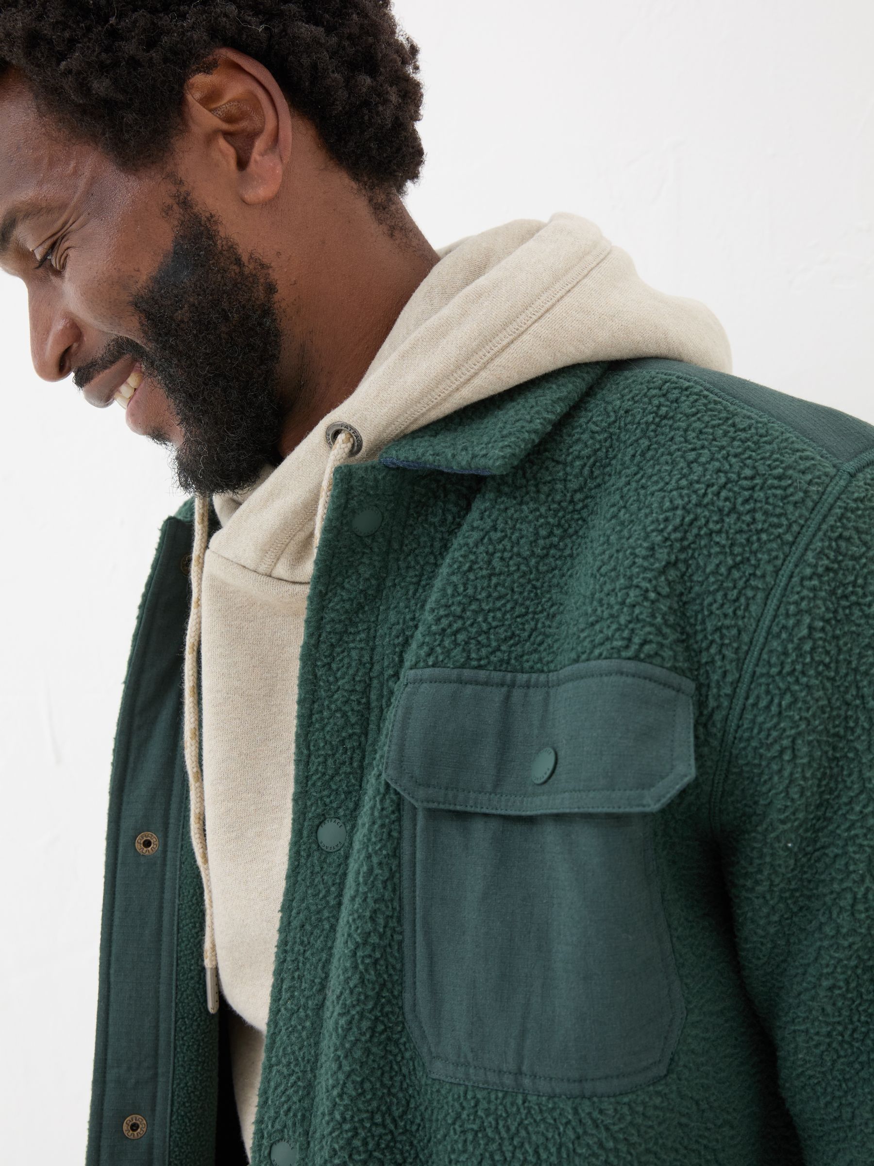 Dark Green Fleece Overshirt - Image 5 of 7