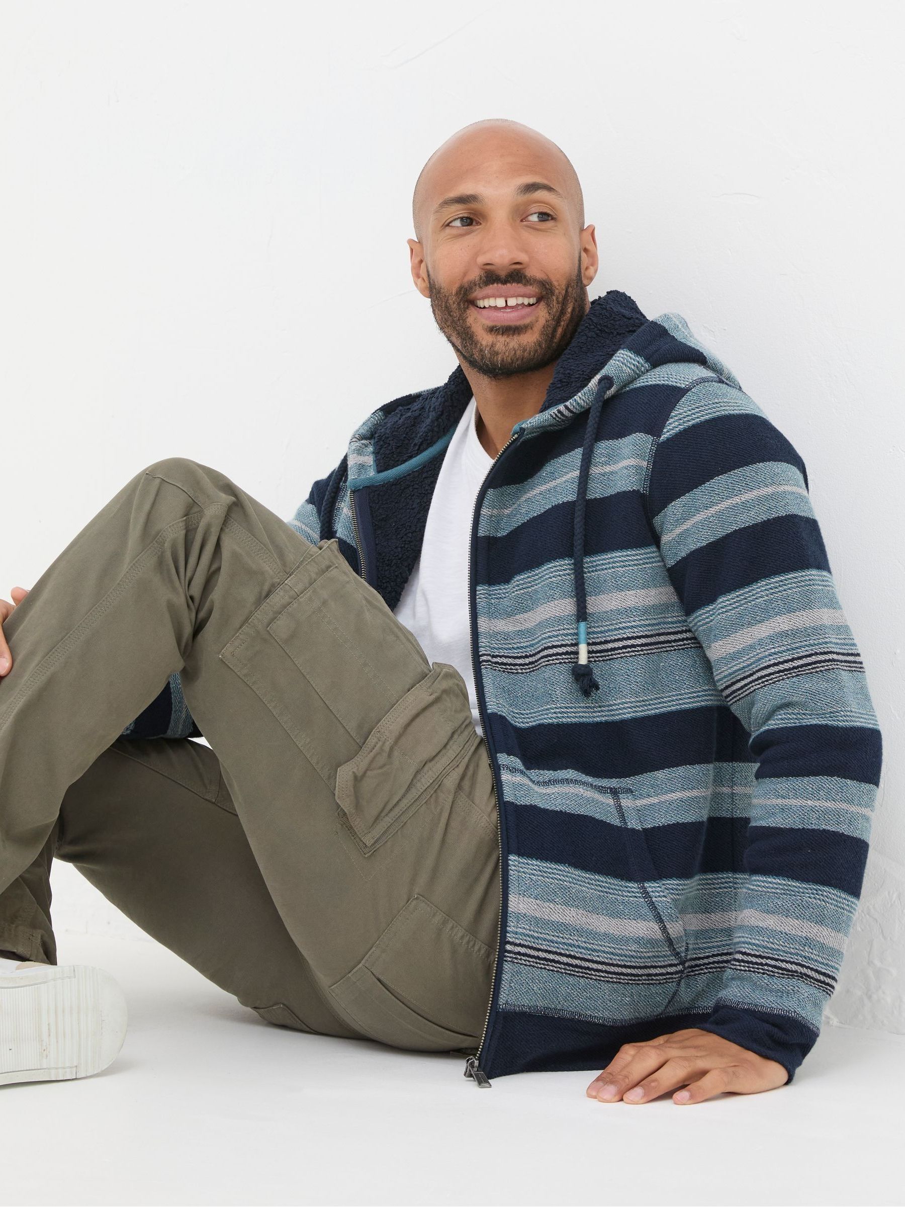Dark Navy Trescowe Fleece Zip Through 100% Cotton Hoodie - Image 2 of 5