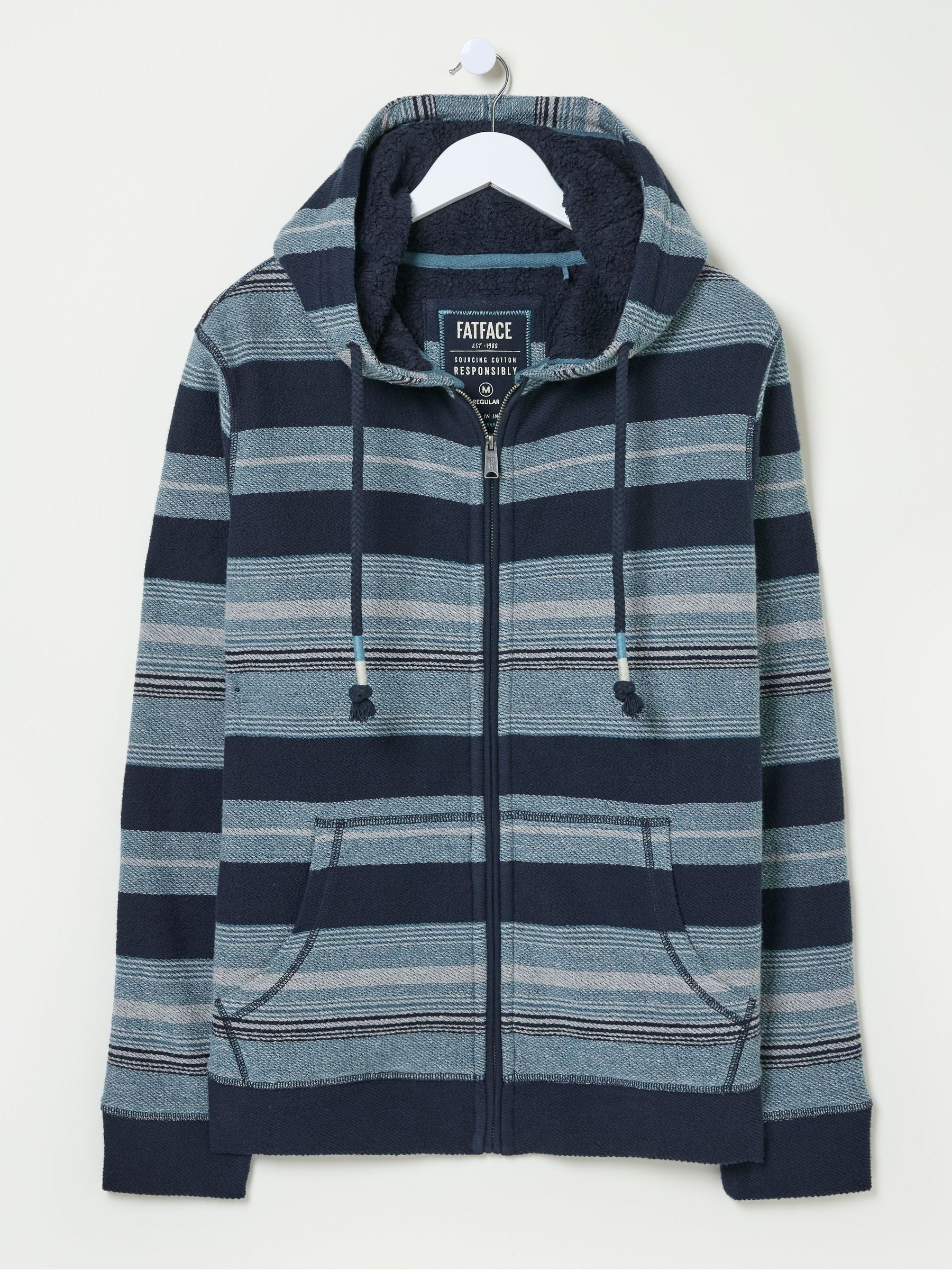 Dark Navy Trescowe Fleece Zip Through 100% Cotton Hoodie - Image 5 of 5