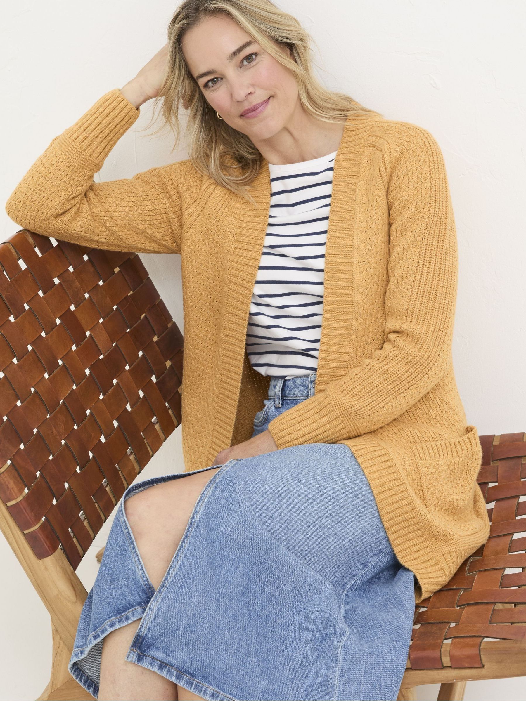 Mustard Yellow Hannah Textured Knitted Cardigan - Image 3 of 4