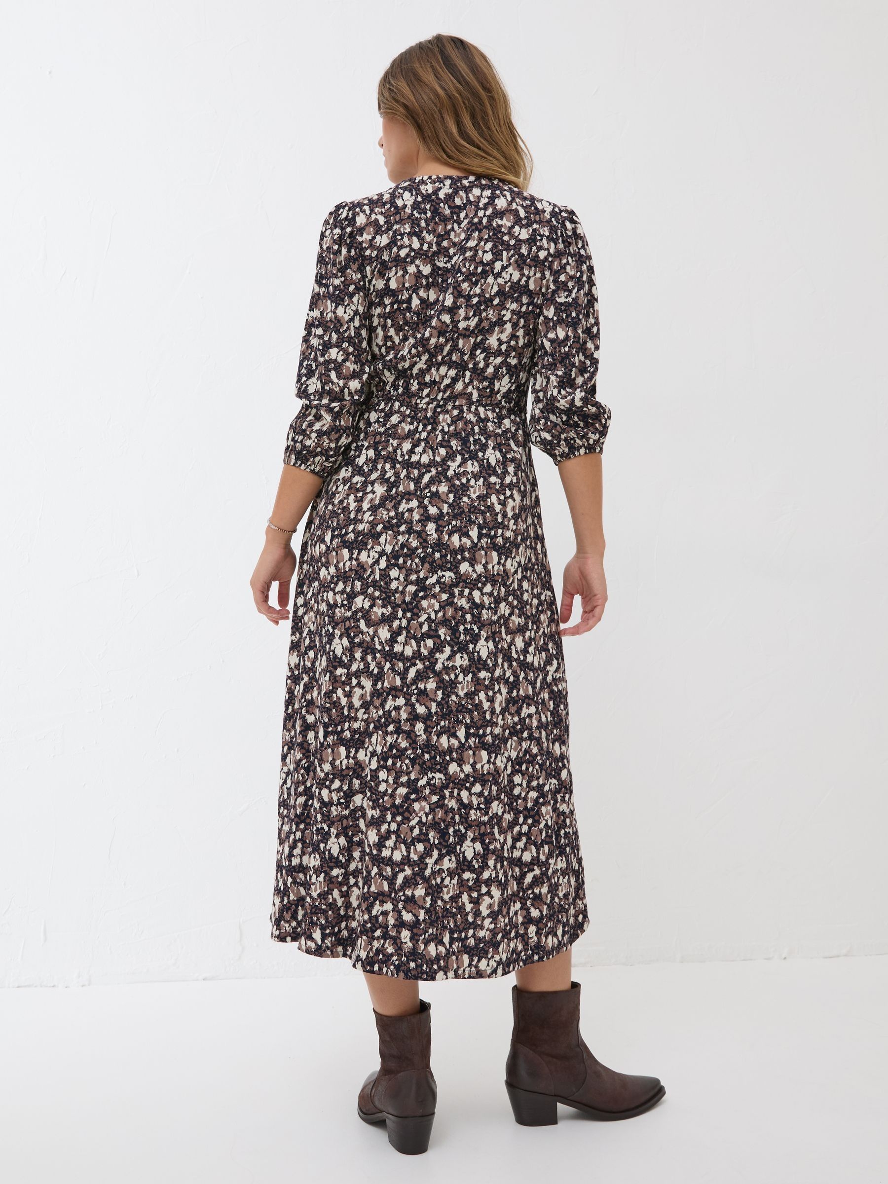 Libby Black Patterned Midi Dress - Image 3 of 9