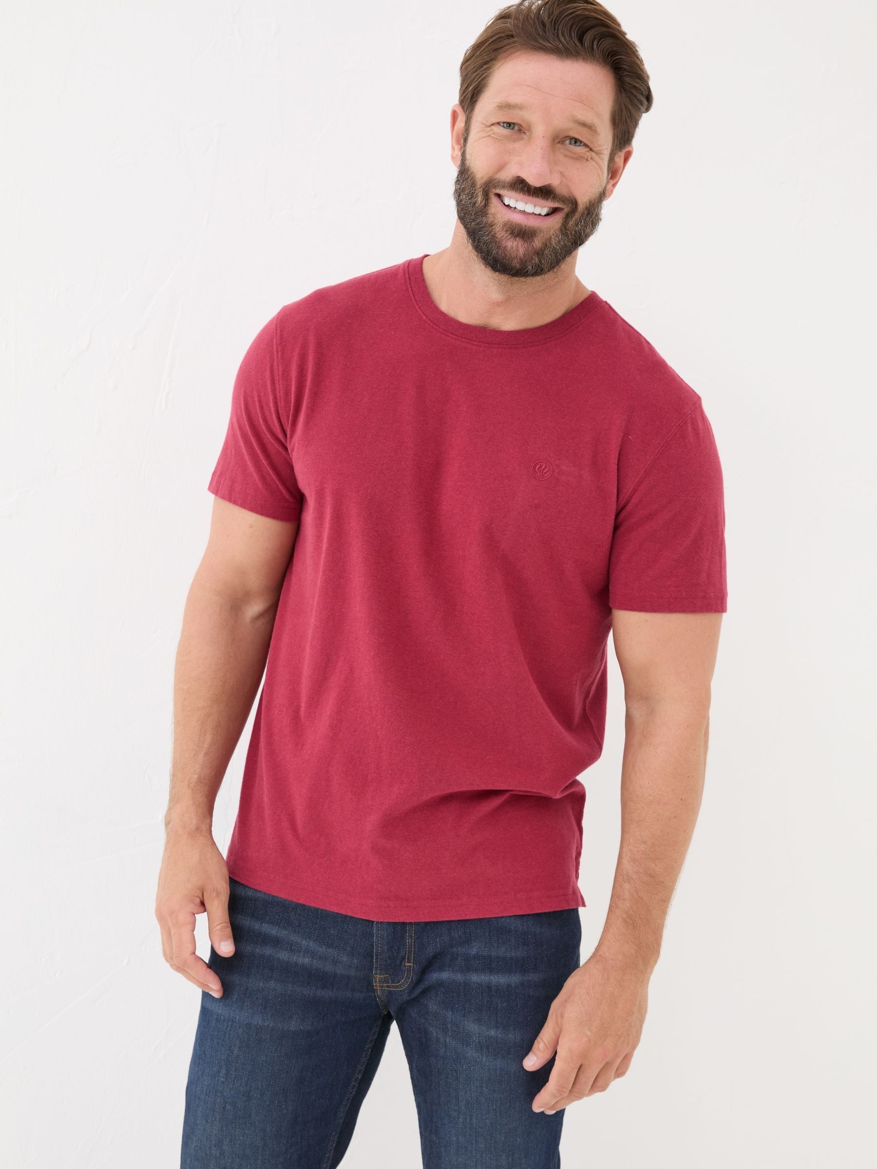 Lulworth Red 100% Cotton Organic Crew T-Shirt - Image 1 of 5