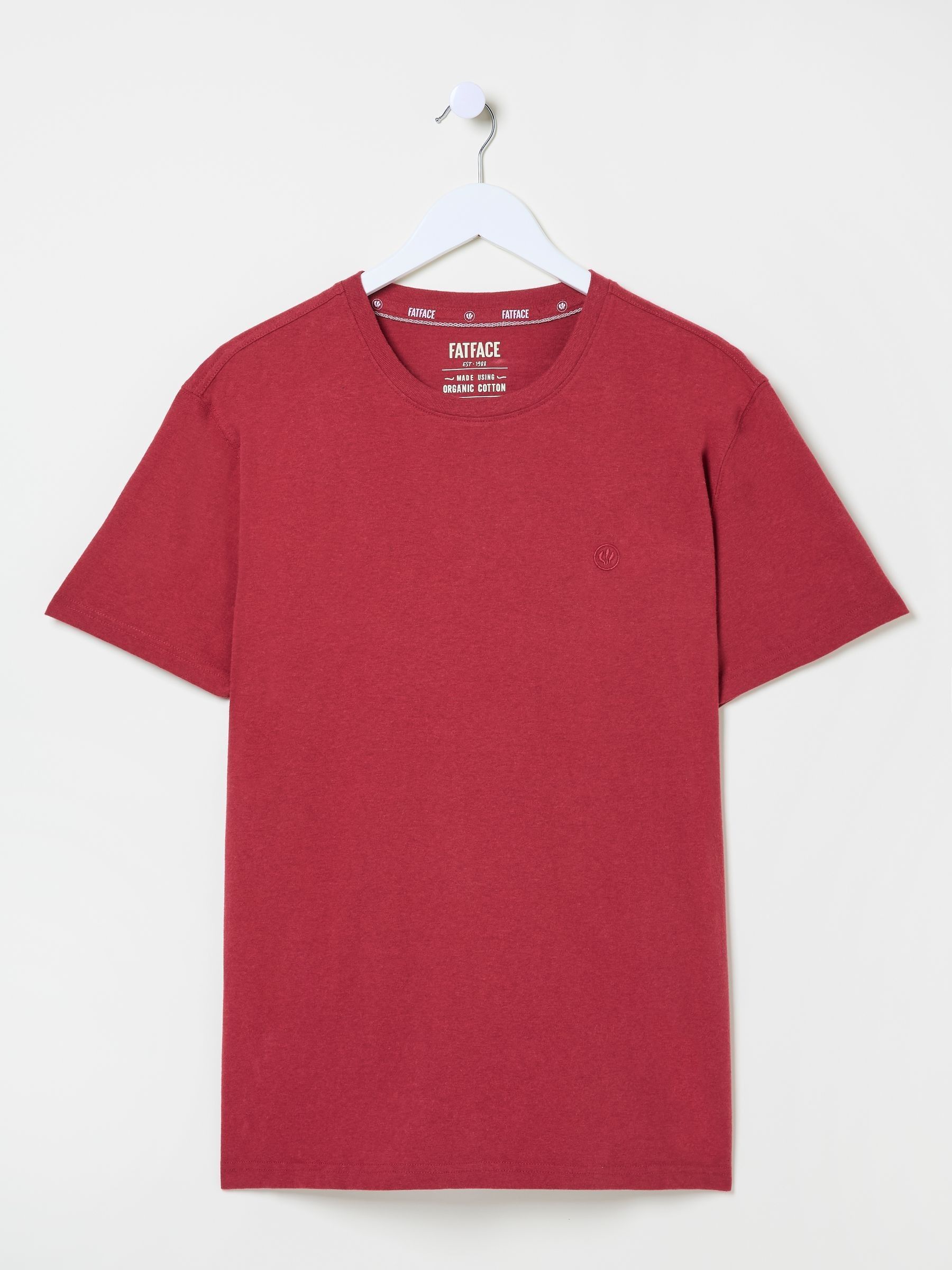 Lulworth Red 100% Cotton Organic Crew T-Shirt | FatFace