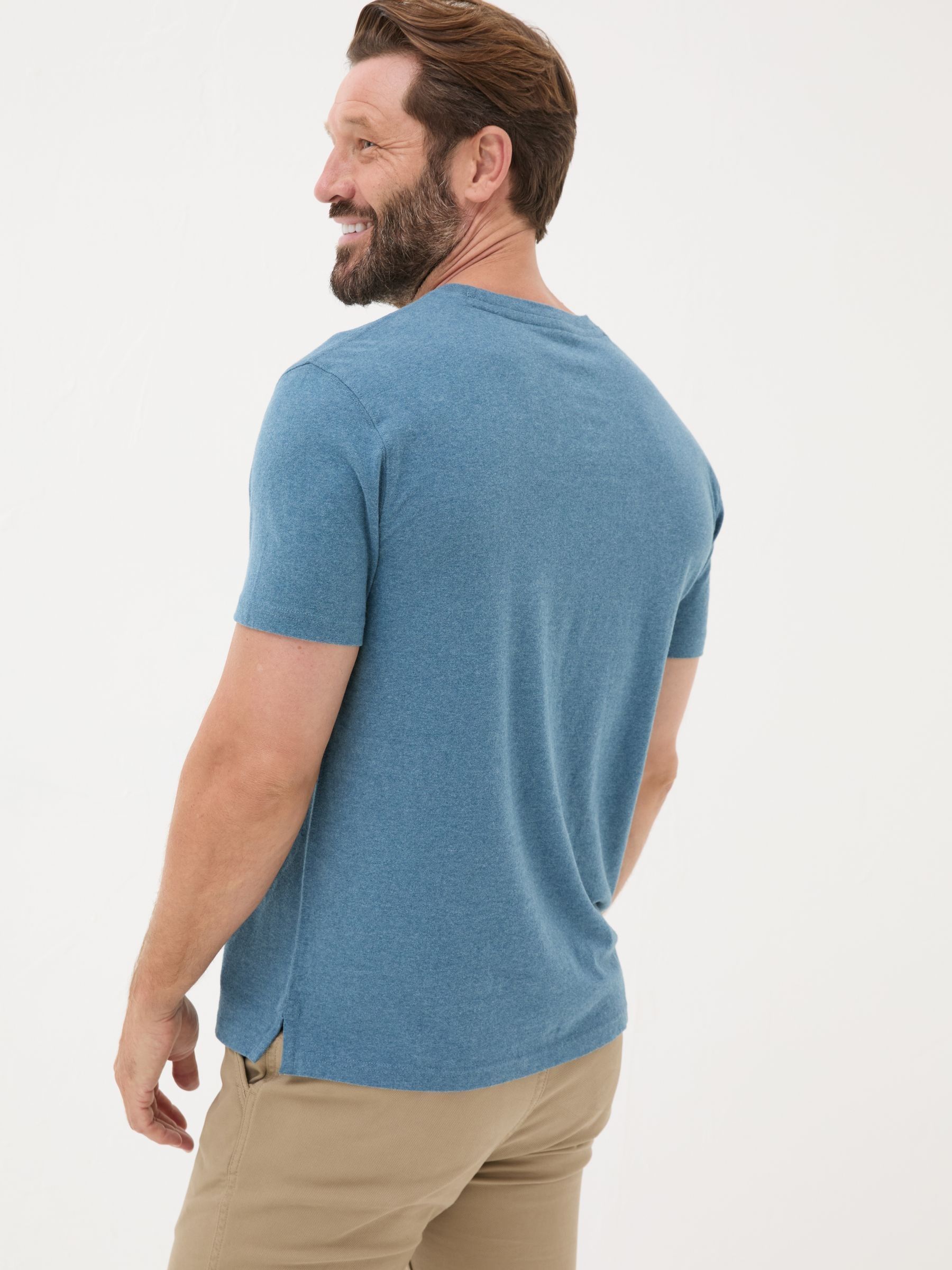 Lulworth Teal Blue 100% Cotton Organic Crew T-Shirt - Image 2 of 4 Lulworth Teal Blue 100% Cotton Organic Crew T-Shirt - Image 2 of 4