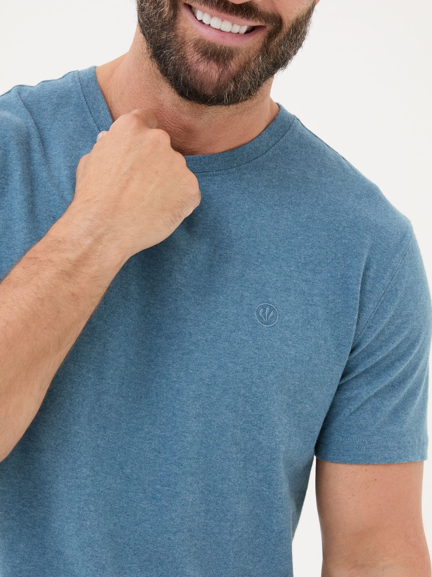 Lulworth Teal Blue 100% Cotton Organic Crew T-Shirt - Image 4 of 4