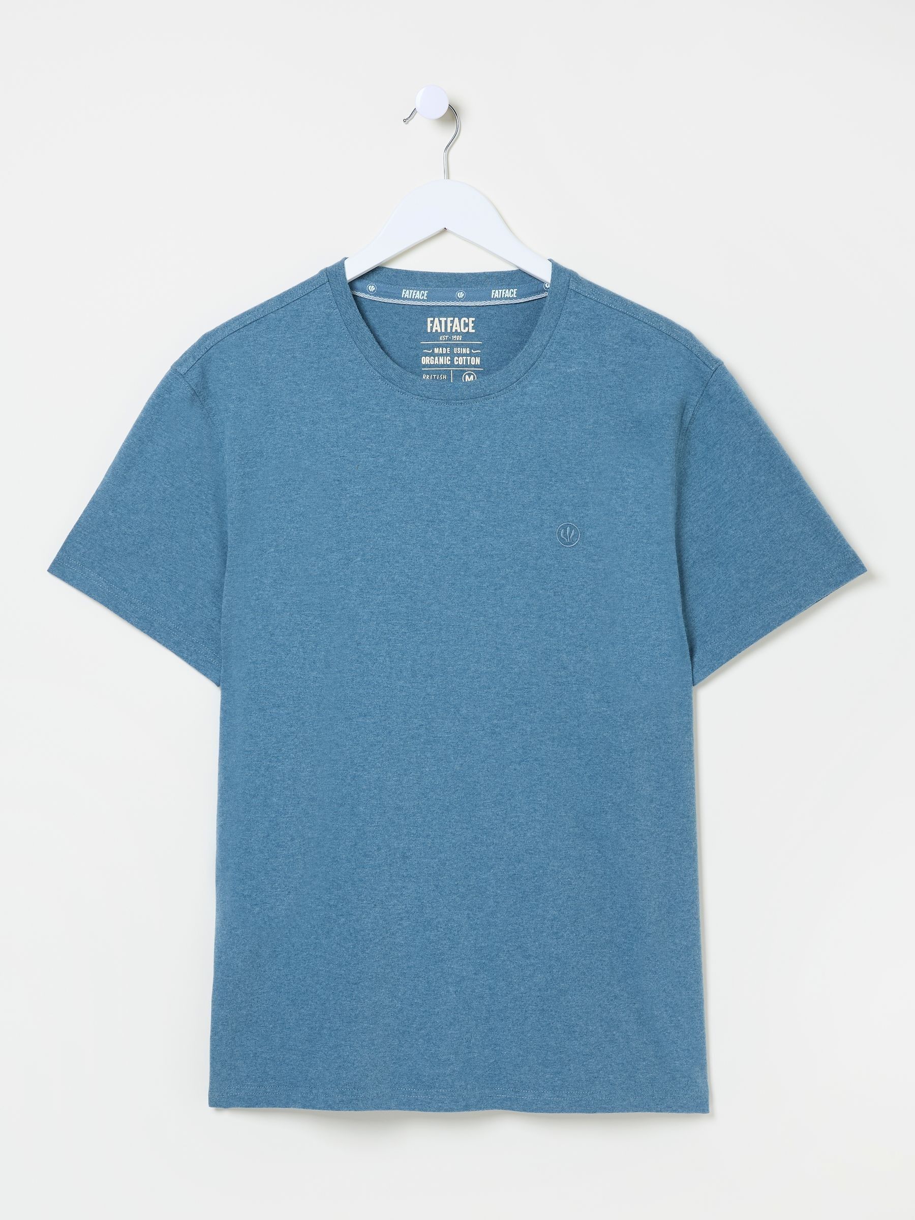 Lulworth Teal Blue 100% Cotton Organic Crew T-Shirt - Image 4 of 4 Lulworth Teal Blue 100% Cotton Organic Crew T-Shirt - Image 4 of 4