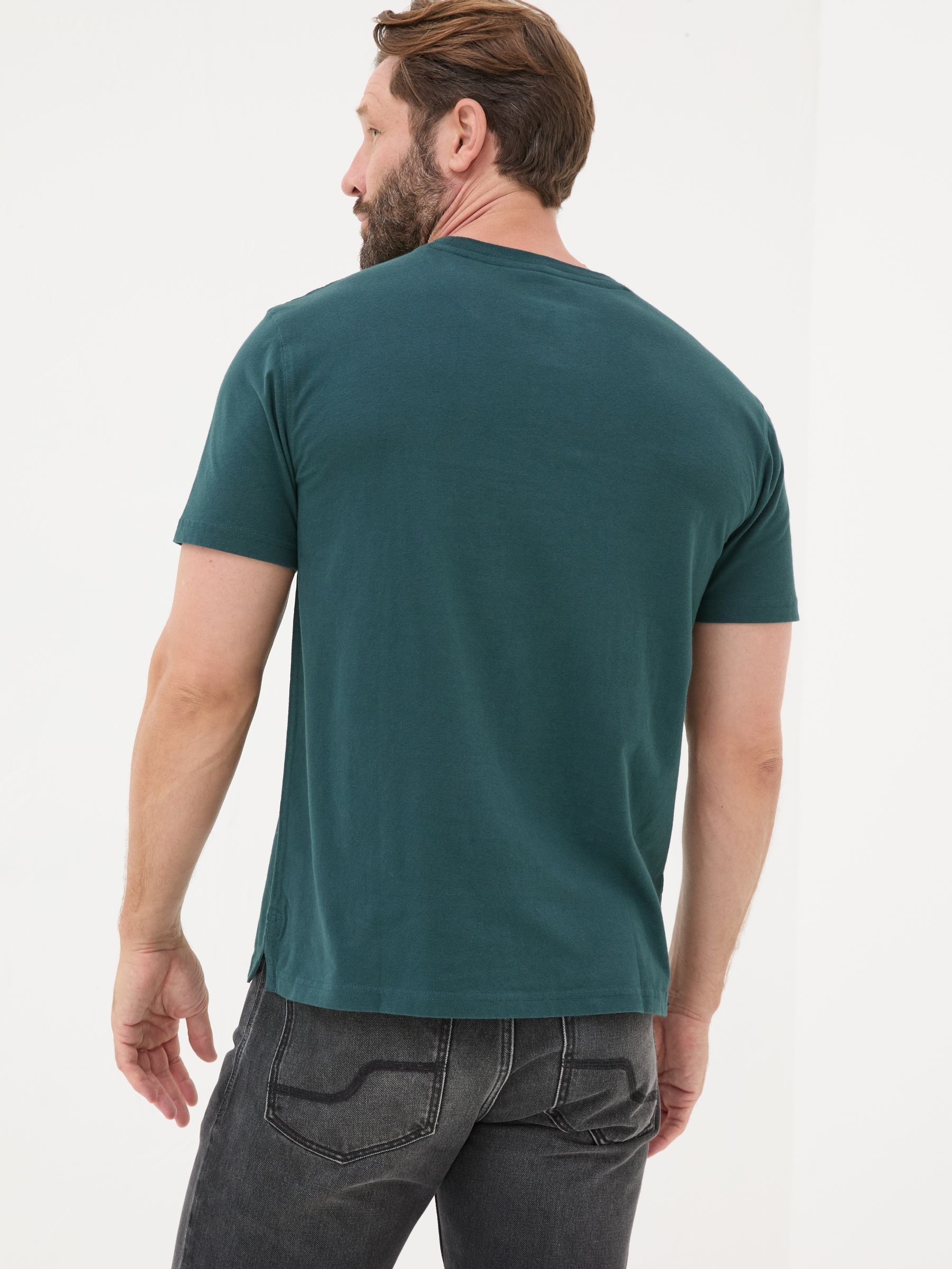 Lulworth Dark Teal 100% Cotton Organic Crew T-Shirt - Image 2 of 5