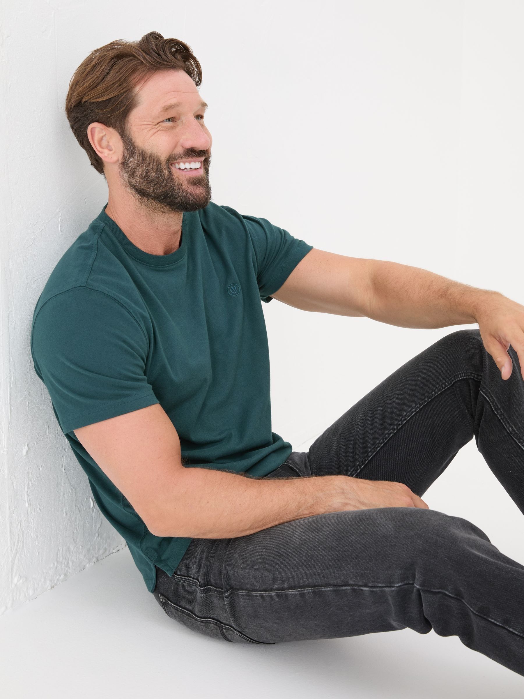 Lulworth Dark Teal 100% Cotton Organic Crew T-Shirt - Image 3 of 5