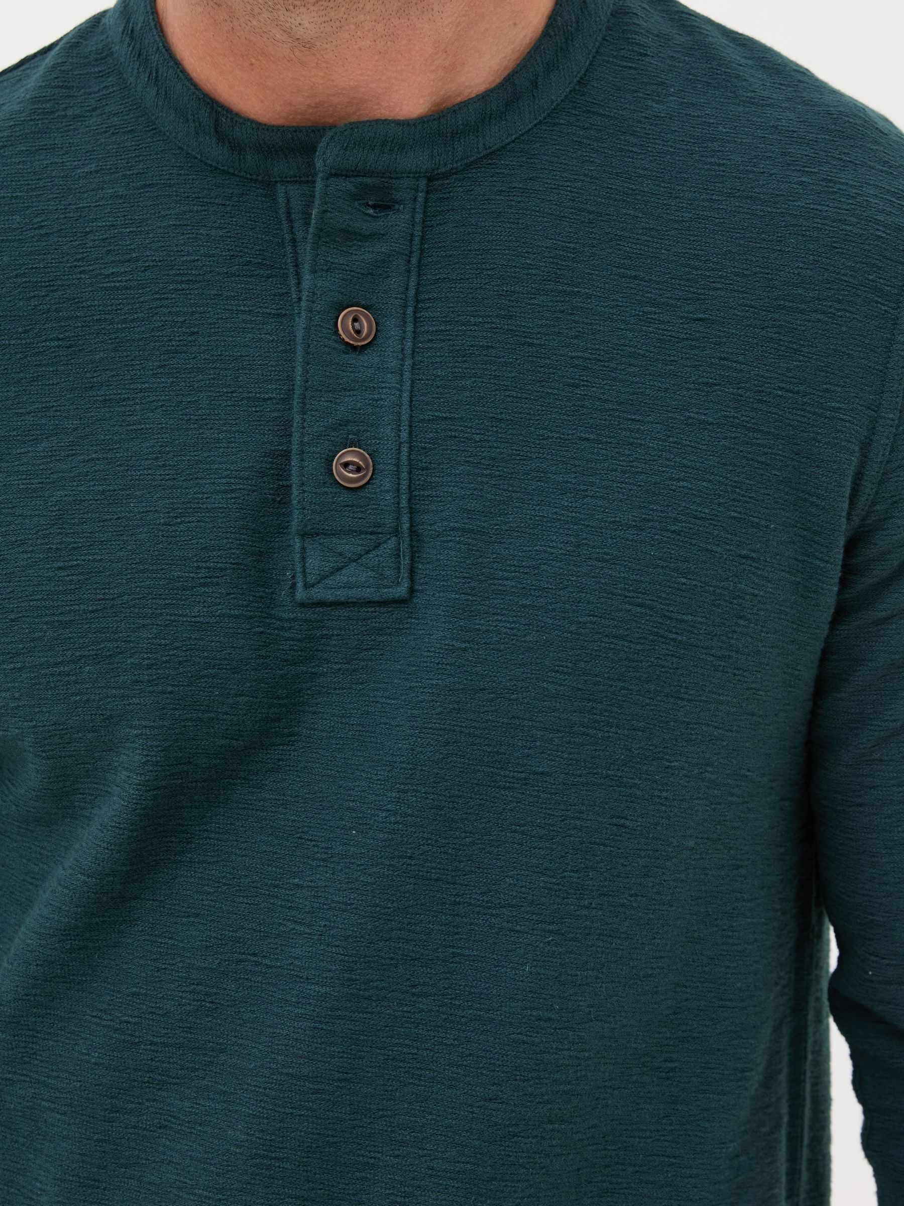 Teal Blue Nutbourne Henley 100% Cotton T-Shirt - Image 4 of 5