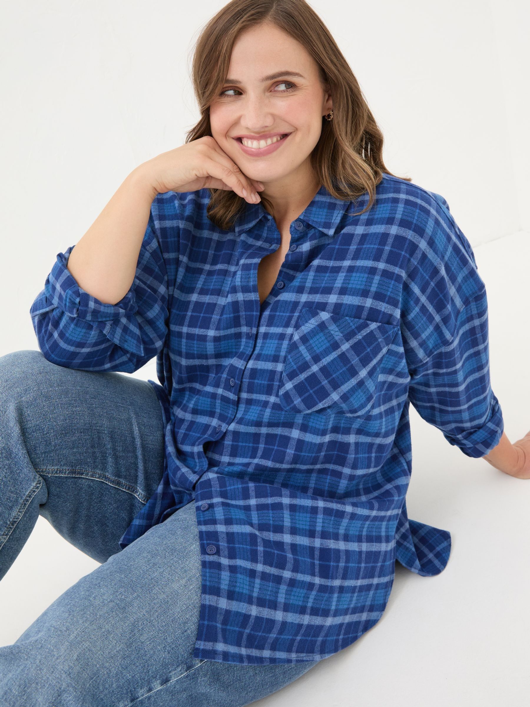 Blue 100% Cotton Carolin Check Shirt - Image 8 of 9