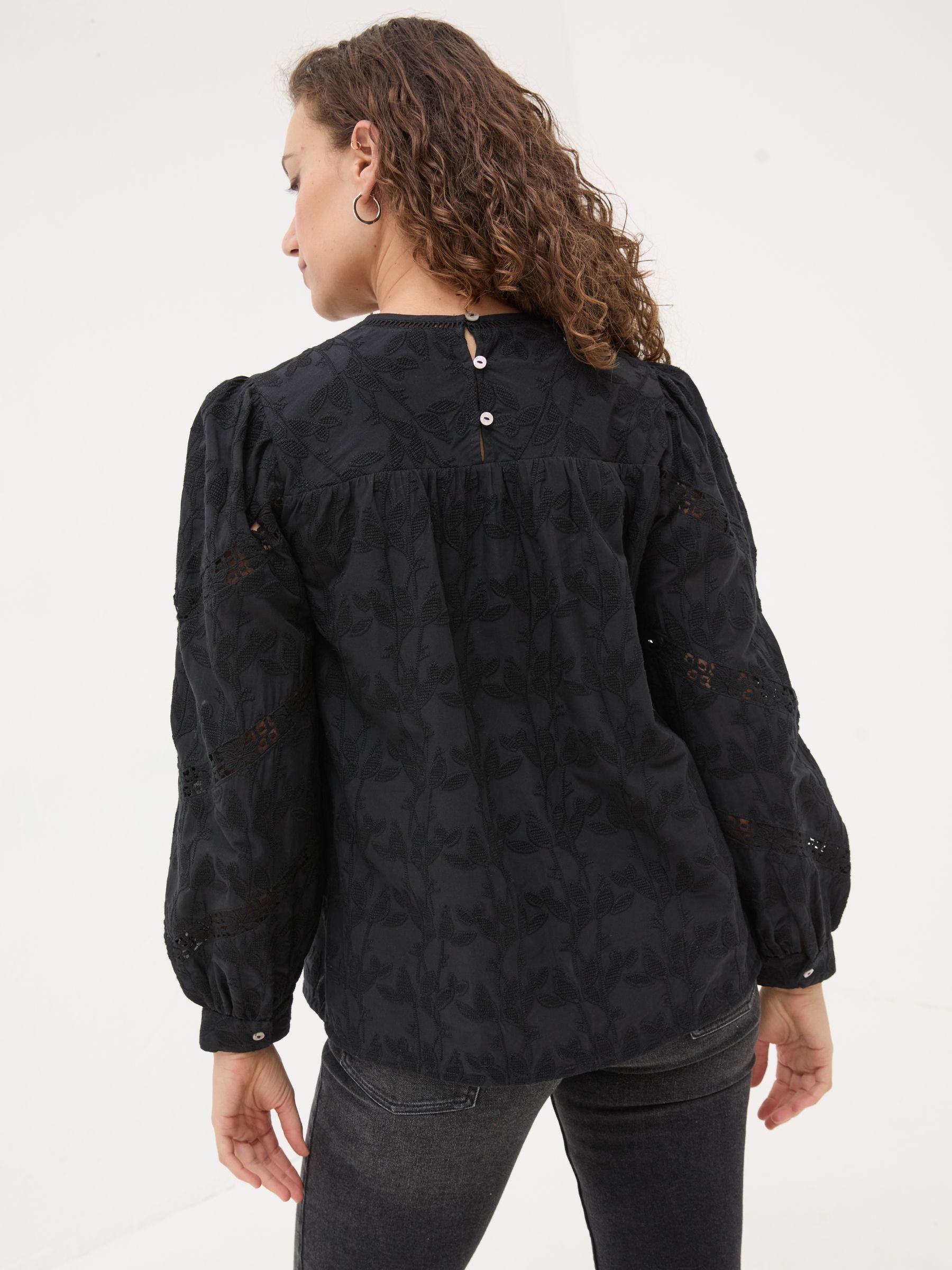 Black Ana 100% Cotton Detail Blouse - Image 3 of 11
