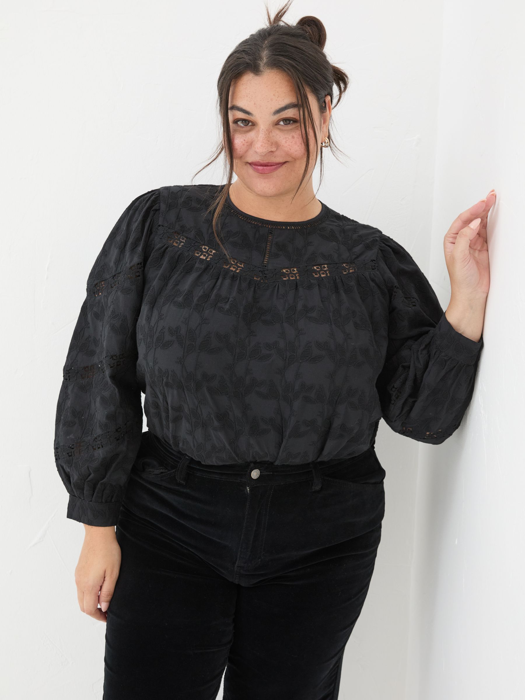 Black Ana 100% Cotton Detail Blouse - Image 7 of 11