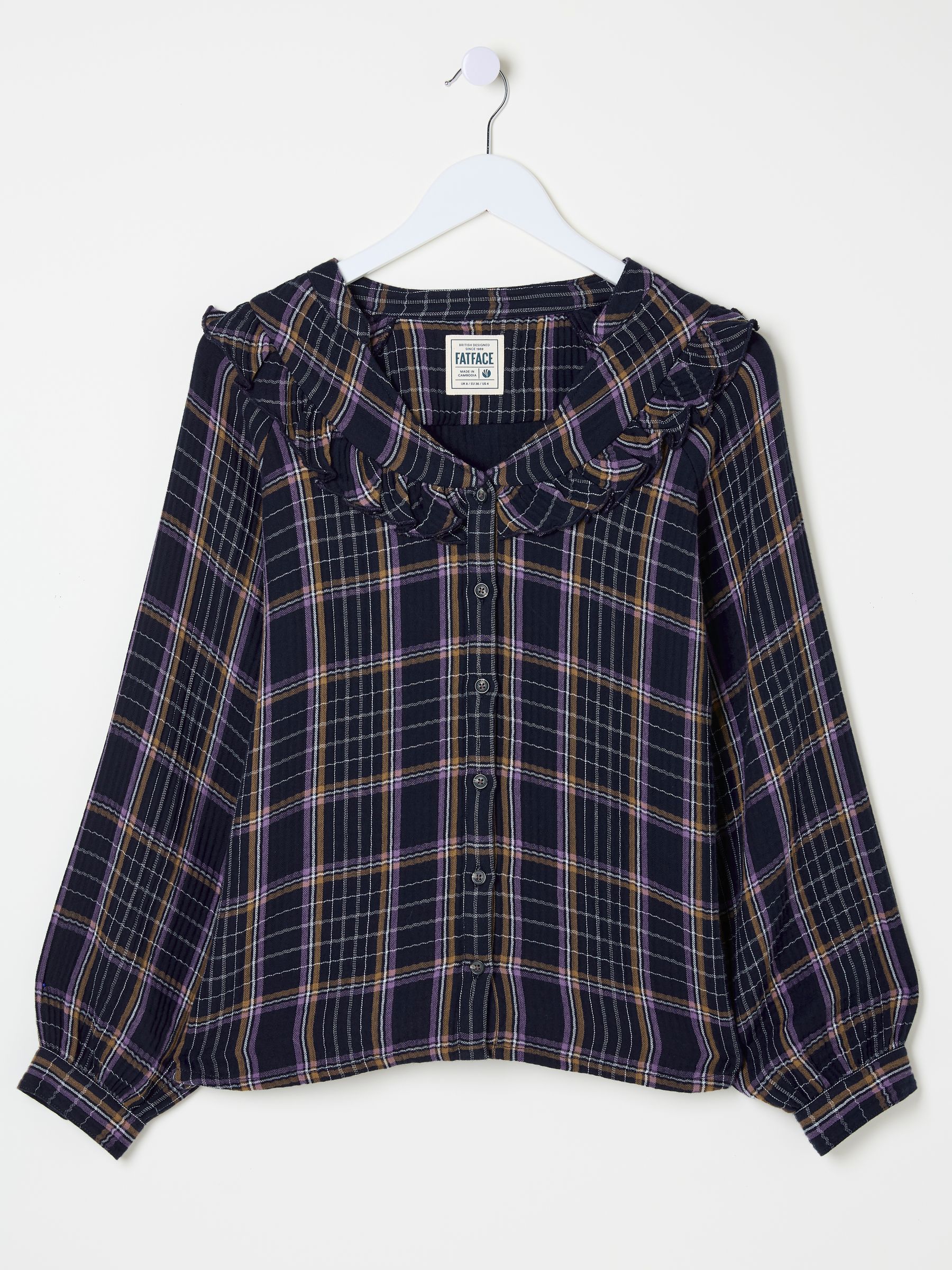 Navy 100% Cotton Nina Ruffle Blouse - Image 5 of 5 Navy 100% Cotton Nina Ruffle Blouse - Image 5 of 5