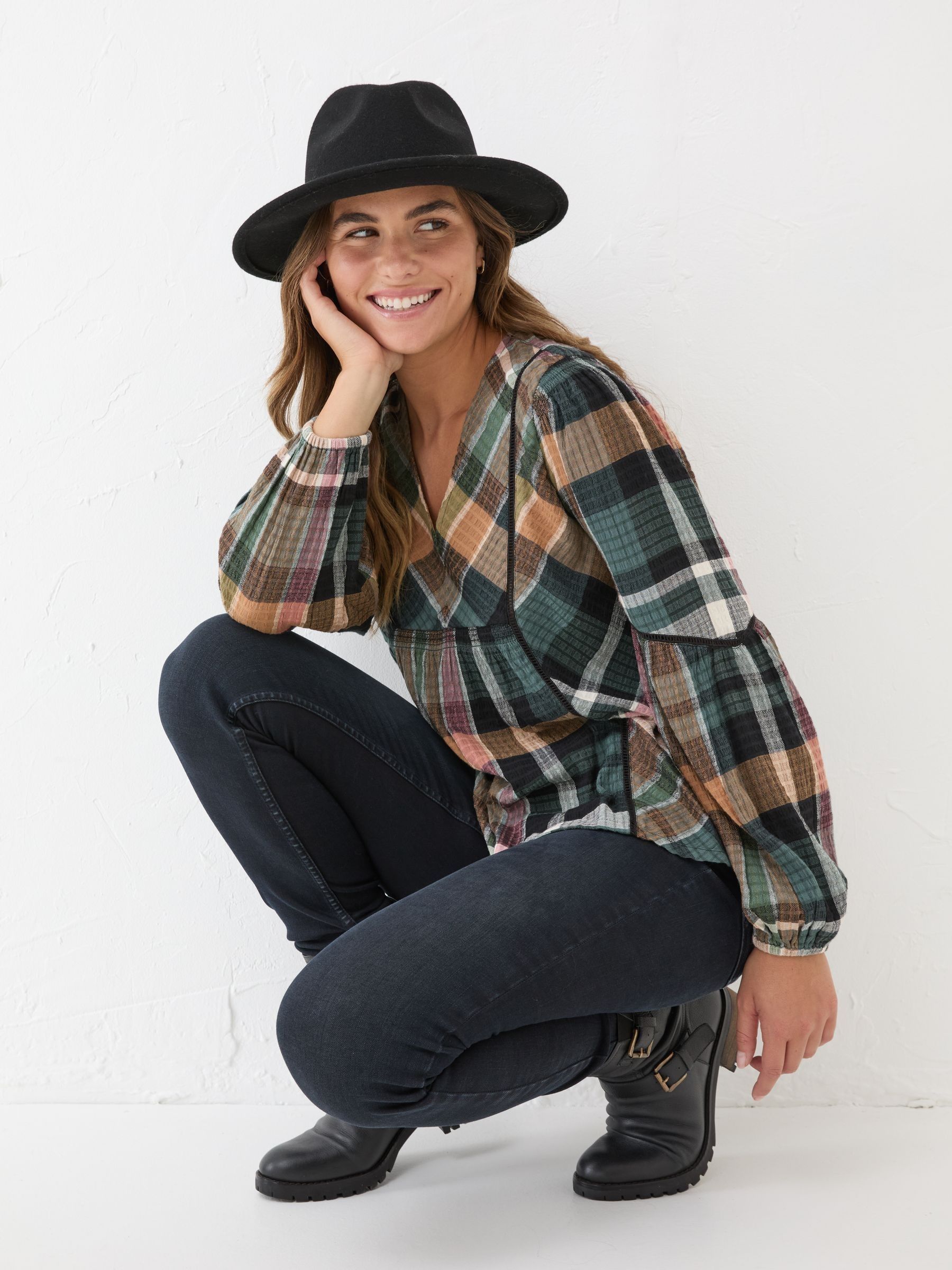 Multi Lara Check Blouse - Image 5 of 10