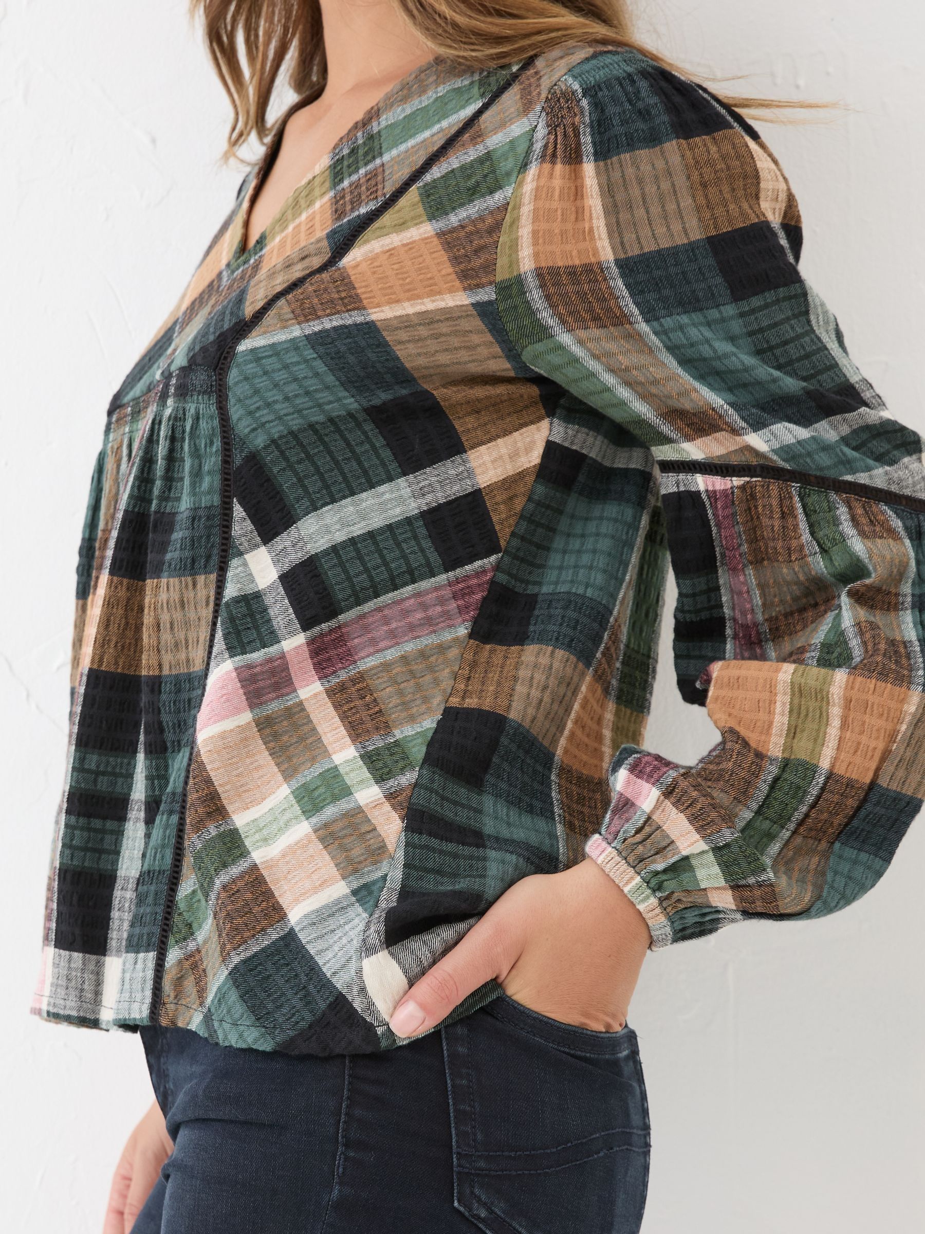 Multi Lara Check Blouse - Image 6 of 10